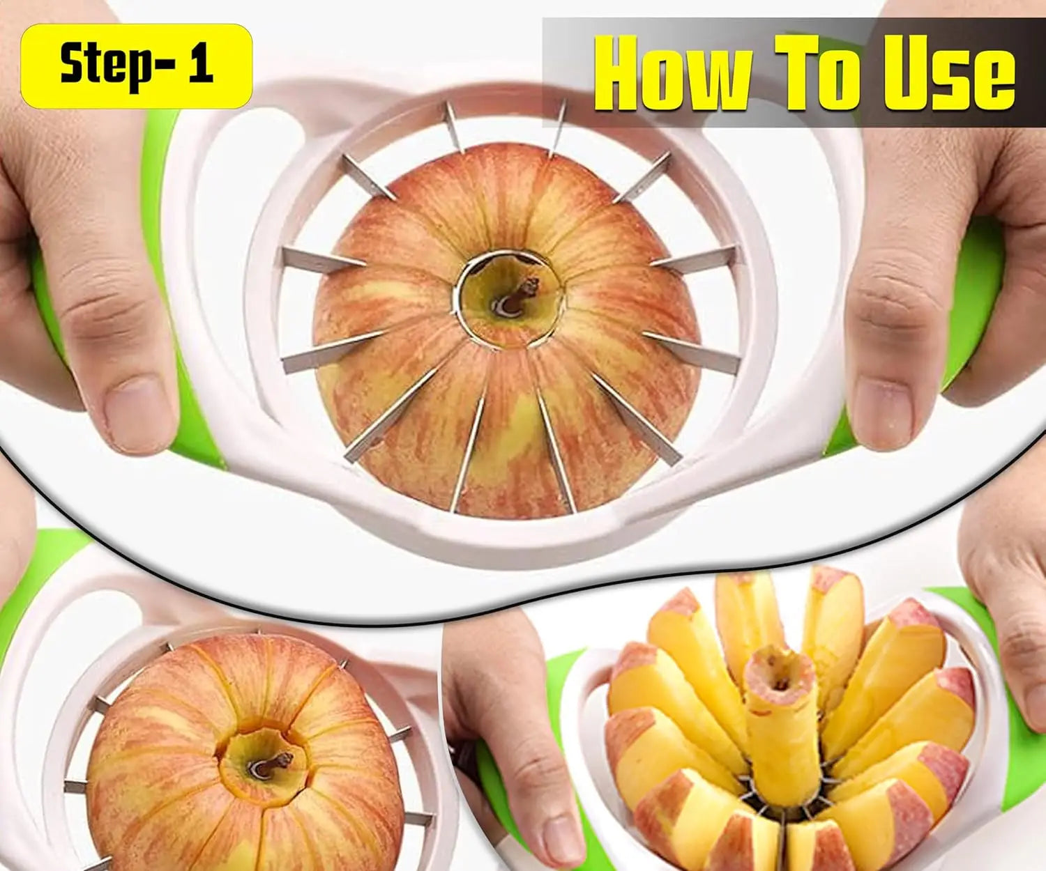 Apple Corer and Slicer - Stainless Steel Apple Cutter - Rubber Grip Handle Divider with (12 Sharp Blades)