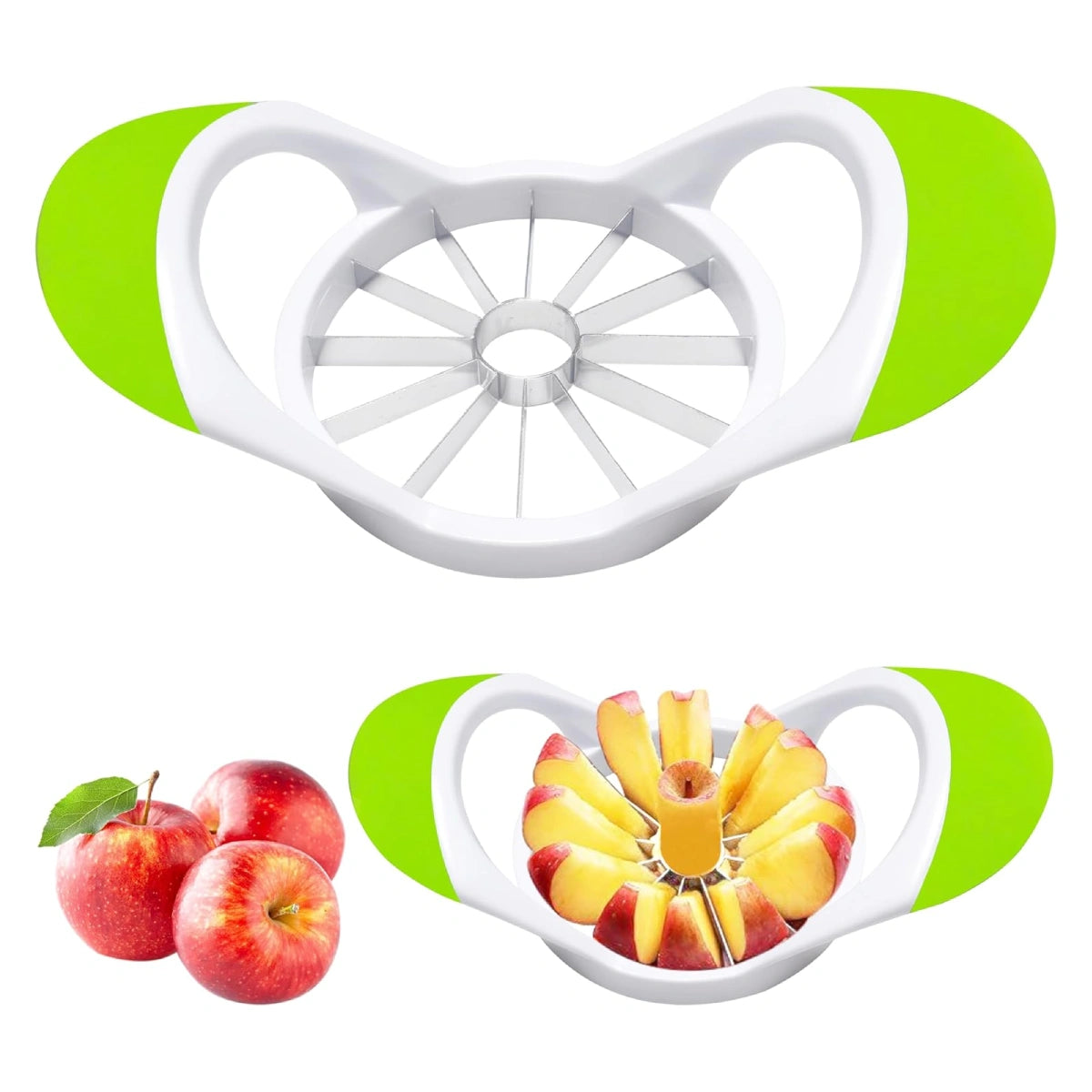 Apple Corer and Slicer - Stainless Steel Apple Cutter - Rubber Grip Handle Divider with (12 Sharp Blades)