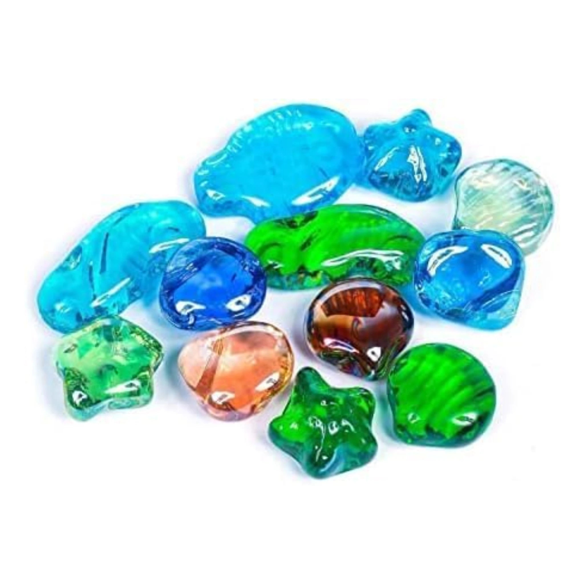 Decorative Glass Pebbles Stones Beads Rounded Gems, Vase Filler, Artificial Crystal Gemstones (12pcs Art Glass Pebbles)