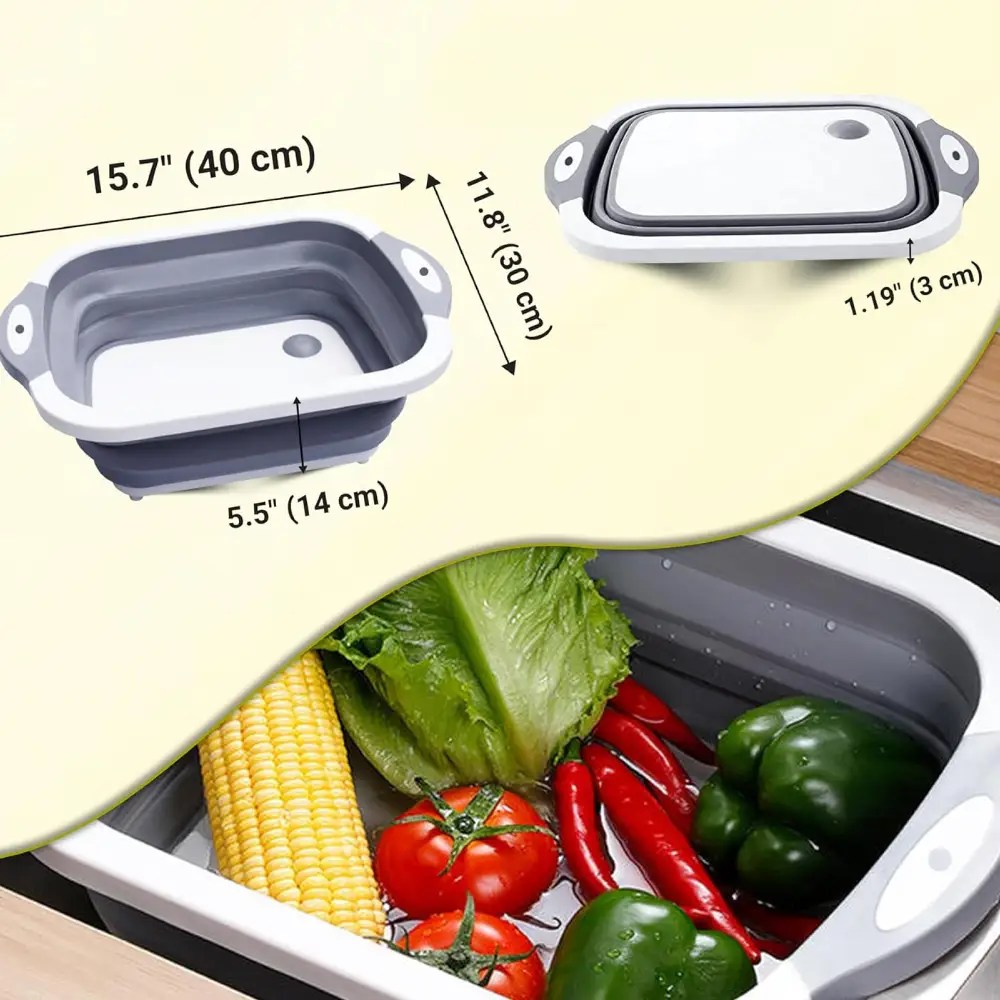 3 in 1 Collapsible Washing up Bowl with Foldable Chopping Board