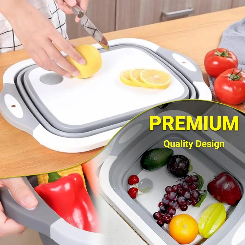 3 in 1 Collapsible Washing up Bowl with Foldable Chopping Board