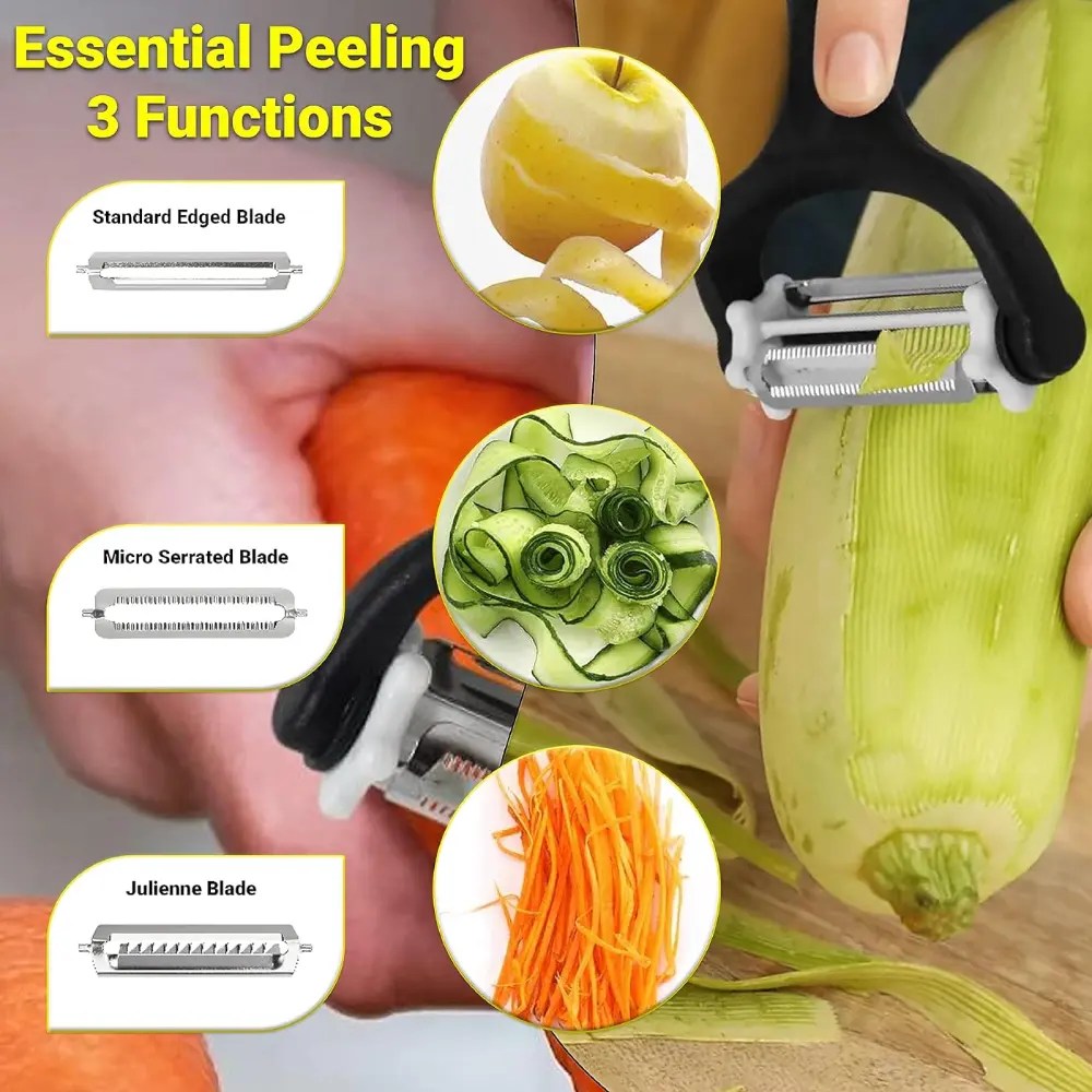 3 in 1 Vegetable Peeler – Julienne Peeler for Fruit, Carrot & Potato