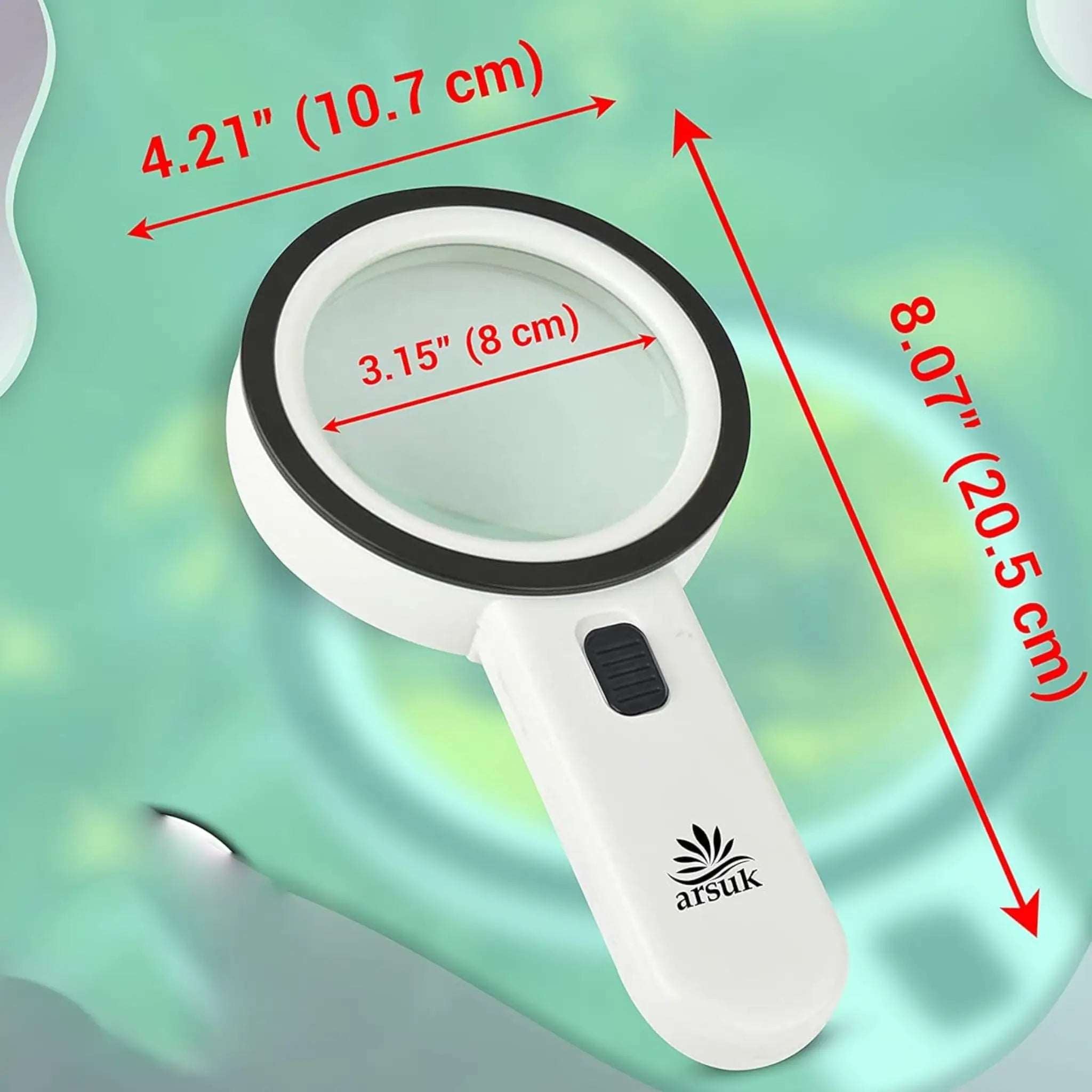 Magnifying Glass with 12 LED Light, 30X Handheld Large Reading Magnifier for Seniors