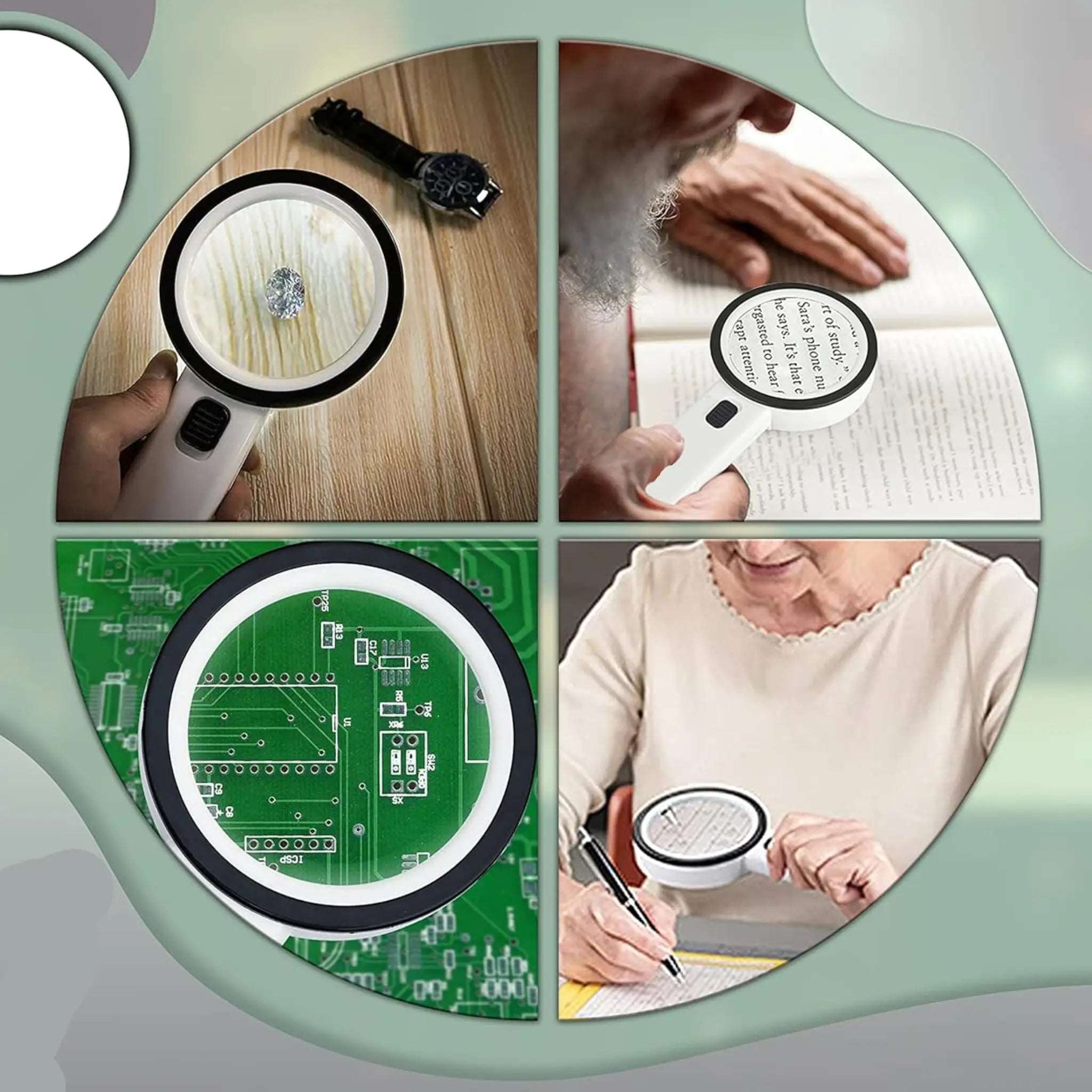 Magnifying Glass with 12 LED Light, 30X Handheld Large Reading Magnifier for Seniors