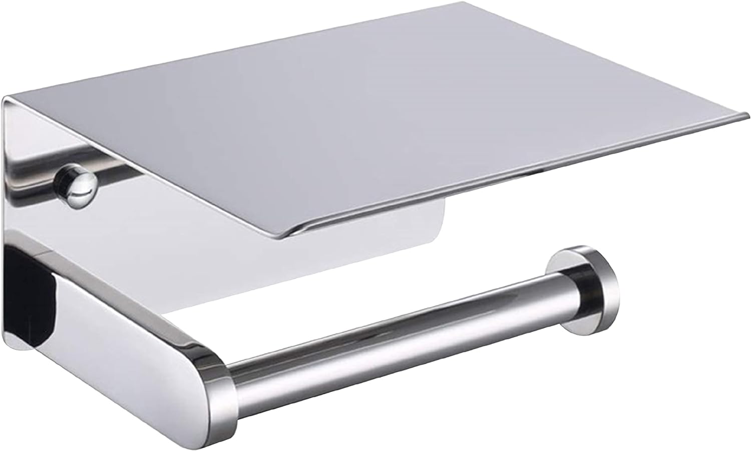 Modern Toilet Roll Holder with Shelf – Wall Mounted, Self Adhesive, Stainless Steel Storage