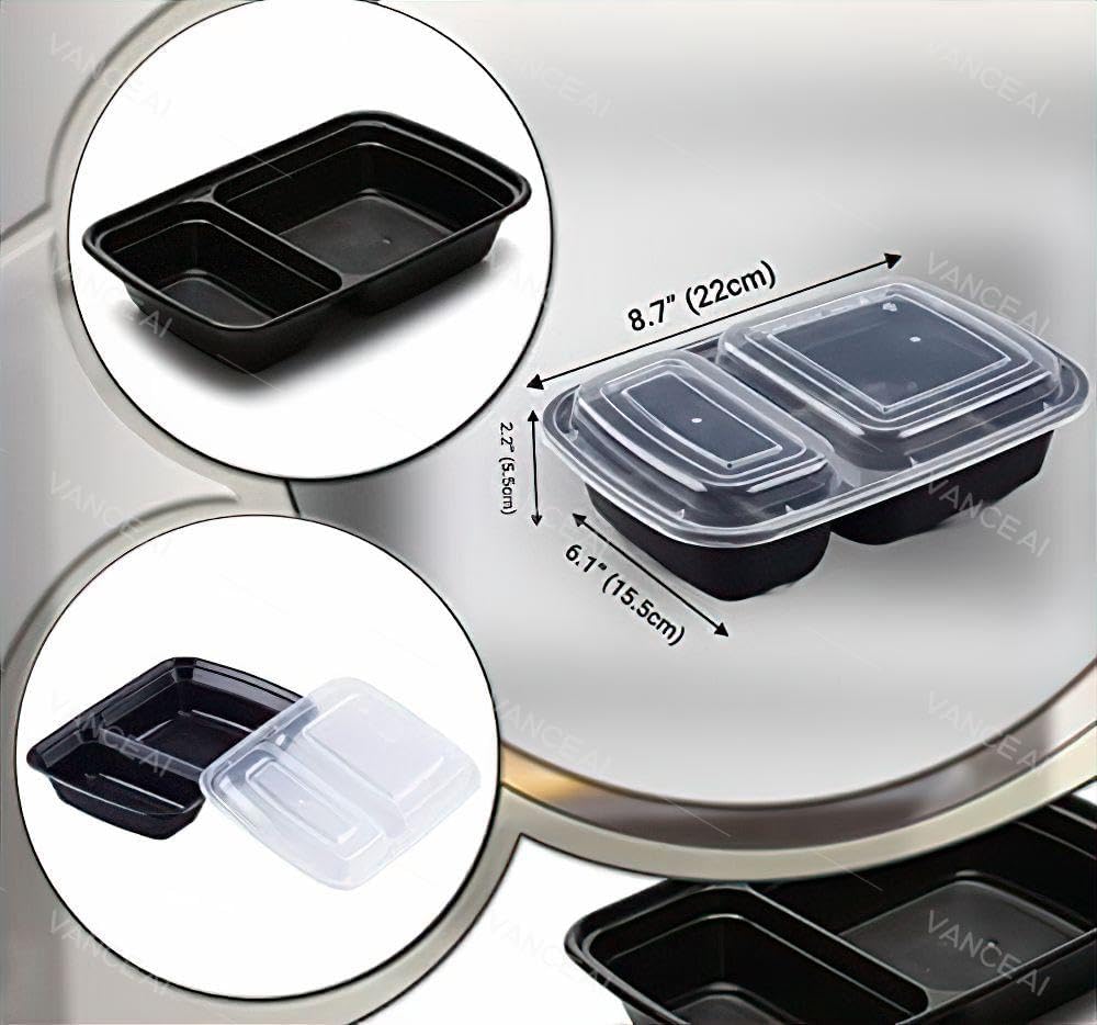 2 Compartment Meal Prep Containers (830ml) – BPA-Free