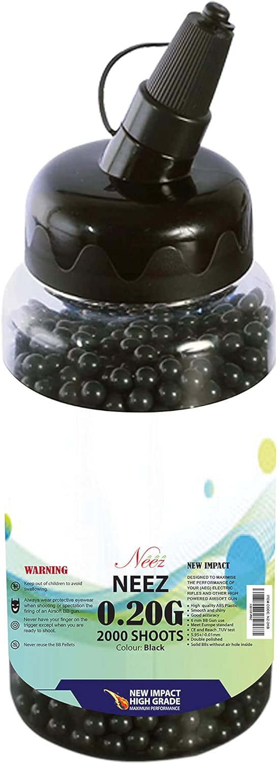 Airsoft BB Pellets 6mm BBs 0.20g High Grade and Smooth Polished Plastic Paintballs Content (2000 Shots)