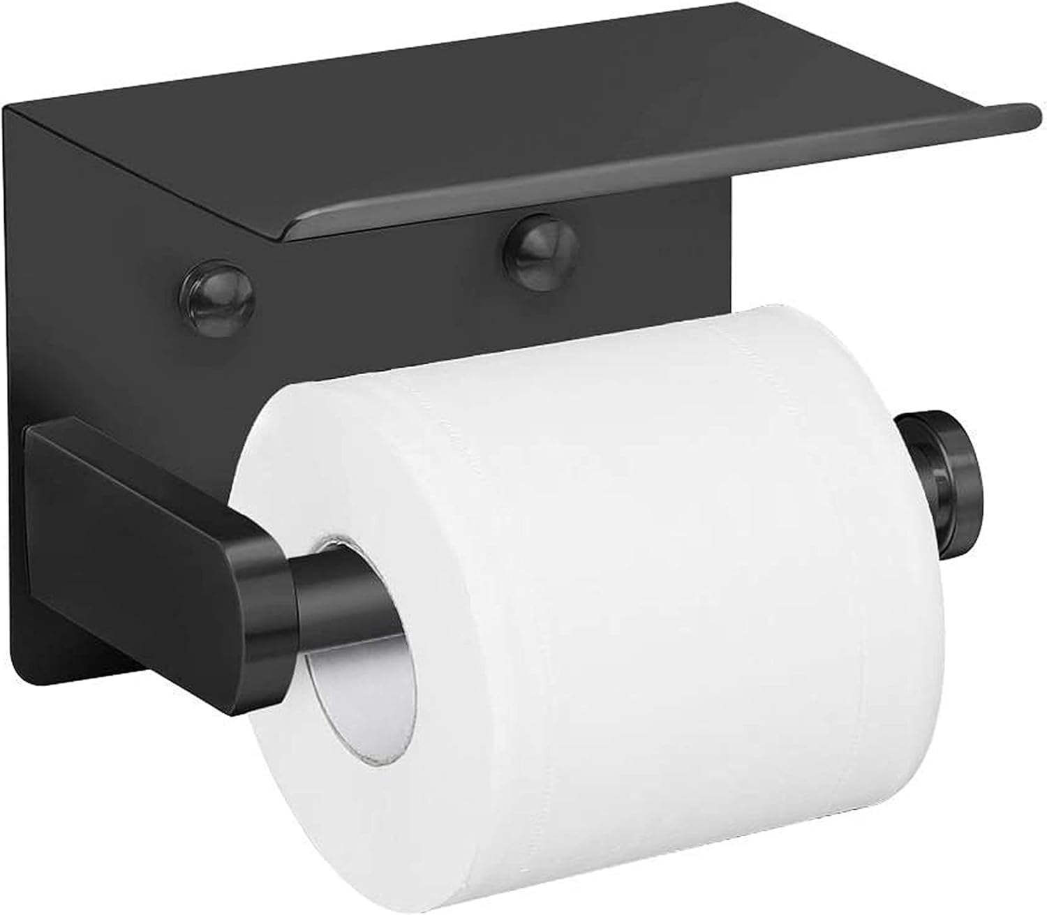 Modern Toilet Roll Holder with Shelf – Wall Mounted, Self Adhesive, Stainless Steel Storage