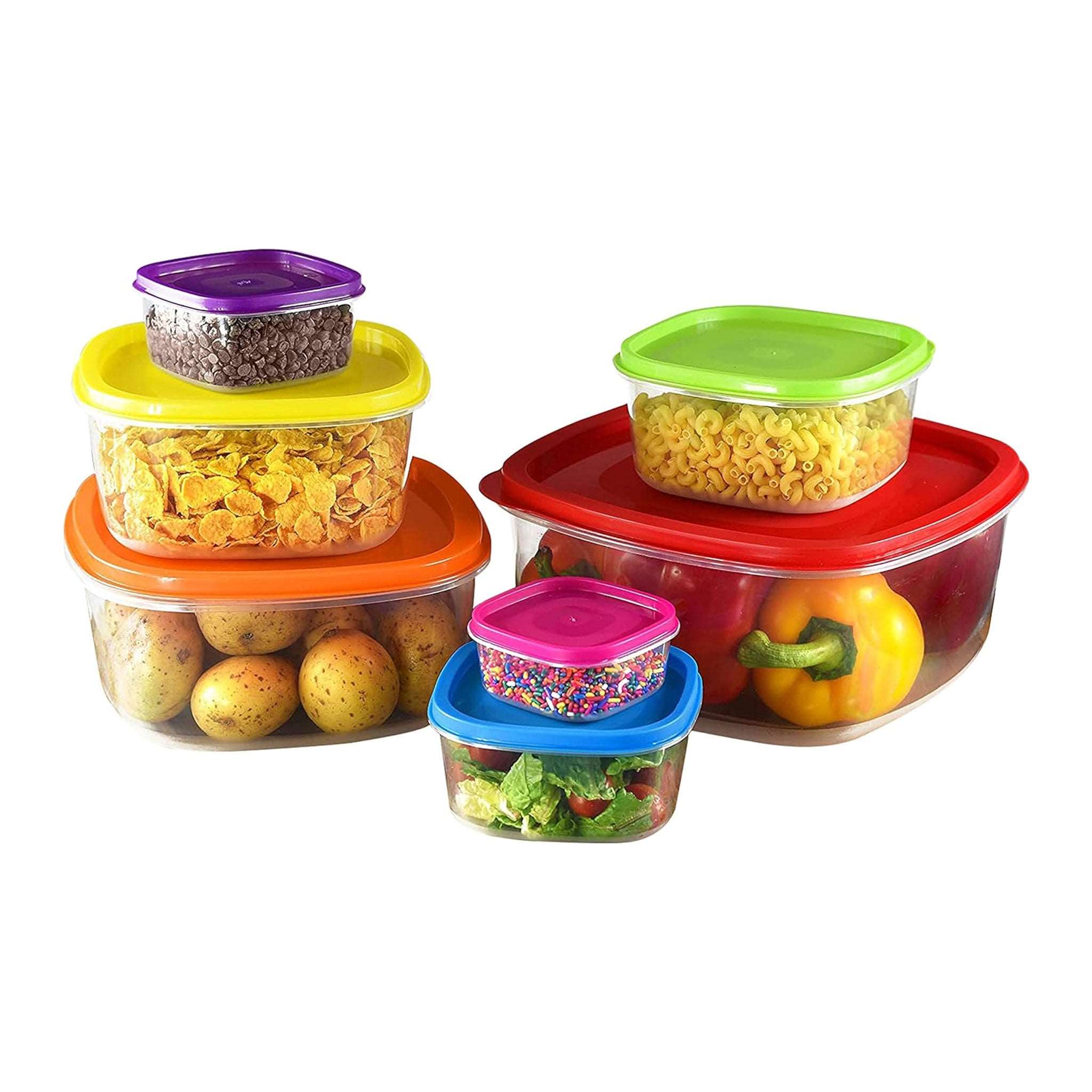 Food Containers Storage Boxes with Lids Stackable Airtight- BPA Free Microwave Freezer Dishwasher Safe (Set of 7Pcs)