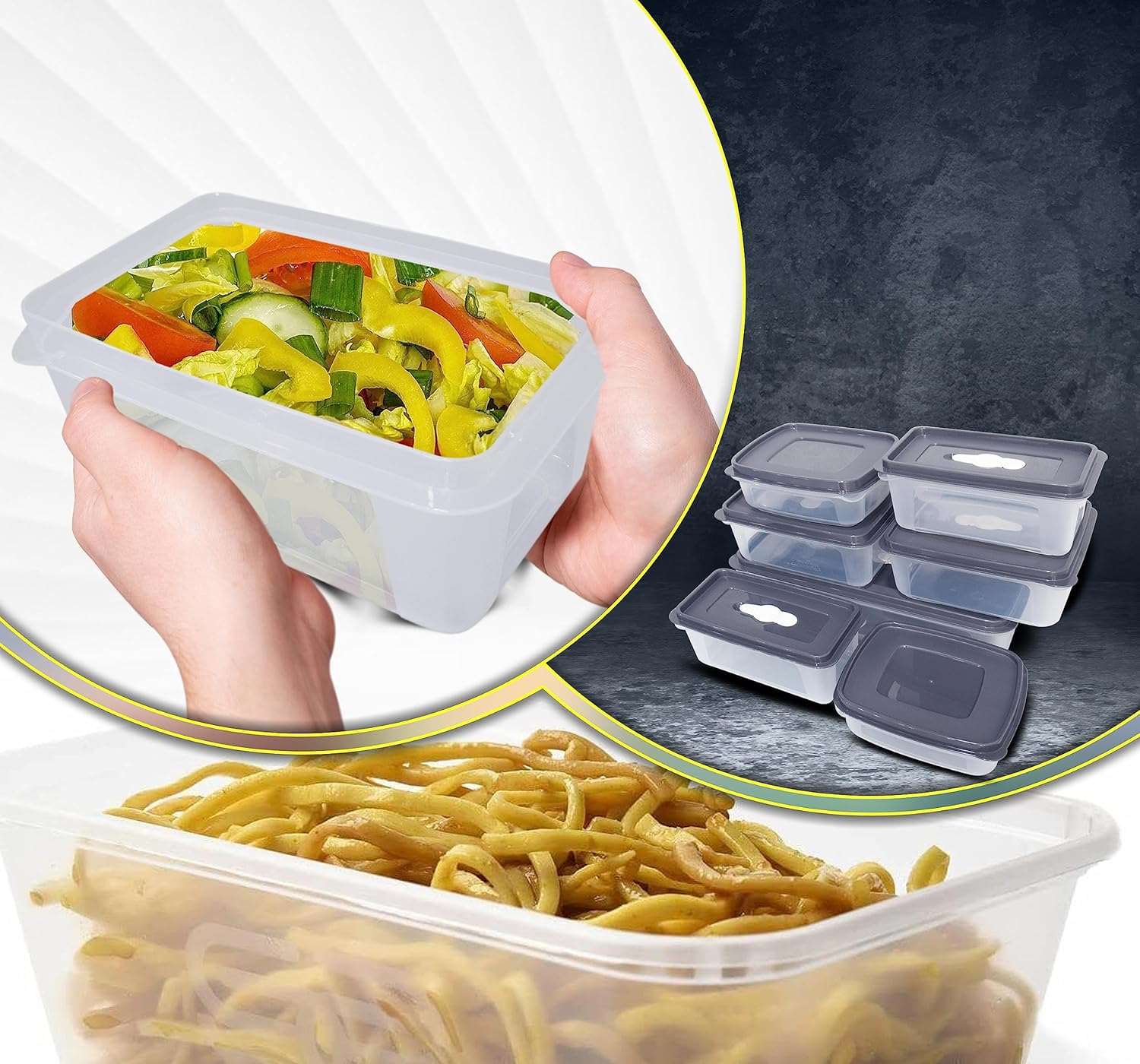 Food Storage Containers Set - Air Tight Lids, Air Release Button (Pack of 7)