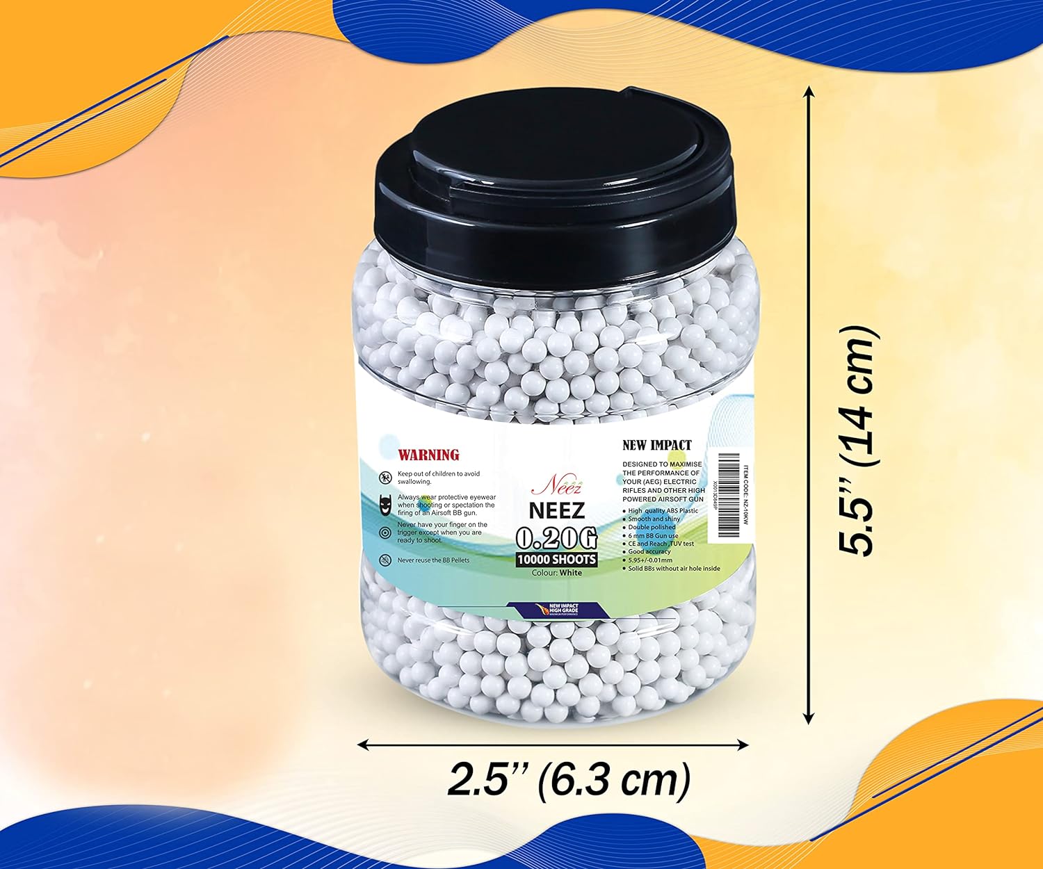 Airsoft BB Pellets 6mm BBs 0.20g High Grade and Smooth Polished Plastic Paintballs Content (5000 Shots)