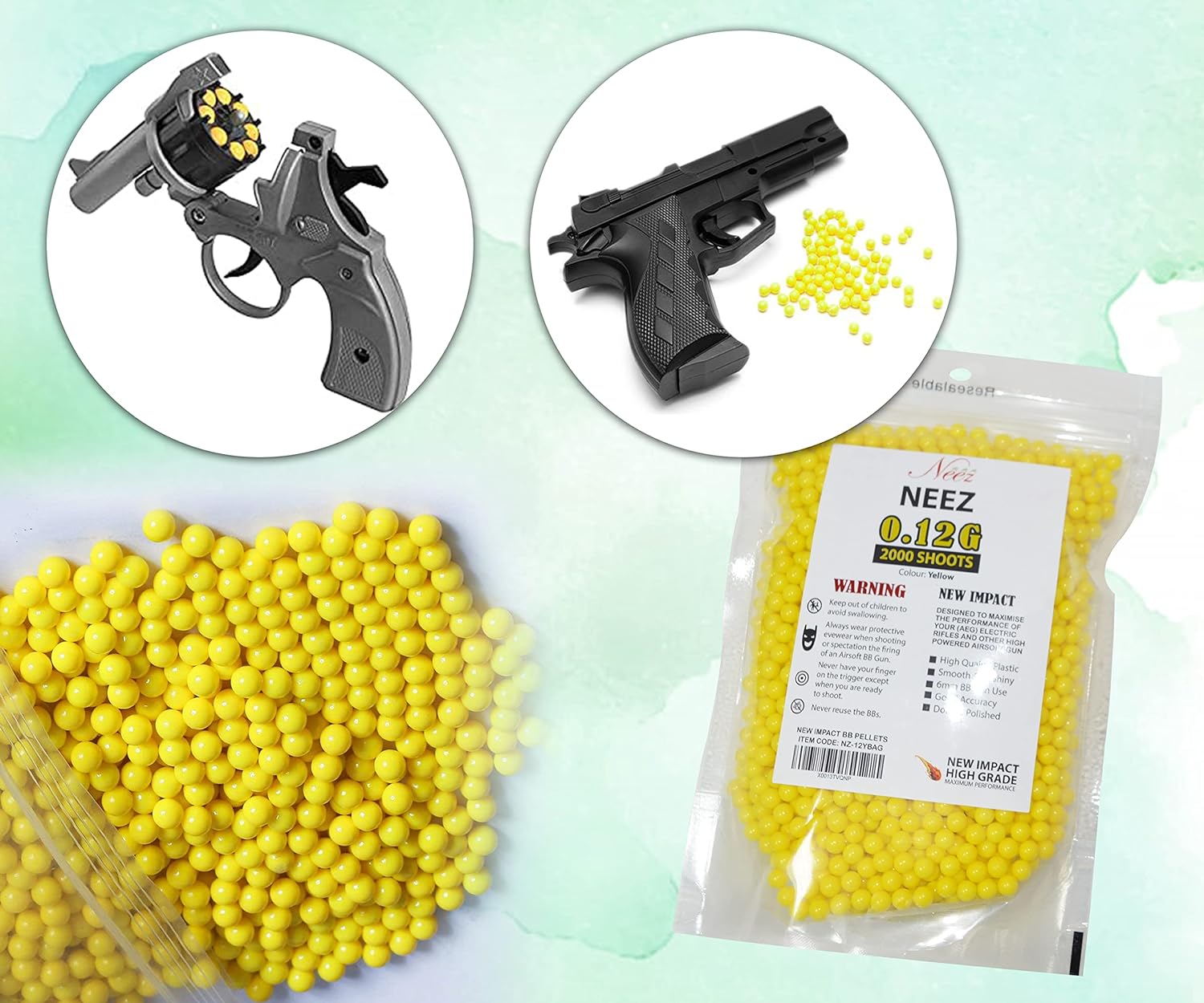 Airsoft BB Pellets 6mm BBs 0.12g High Grade and Smooth Polished Plastic Paintballs Content (10000 Shots)