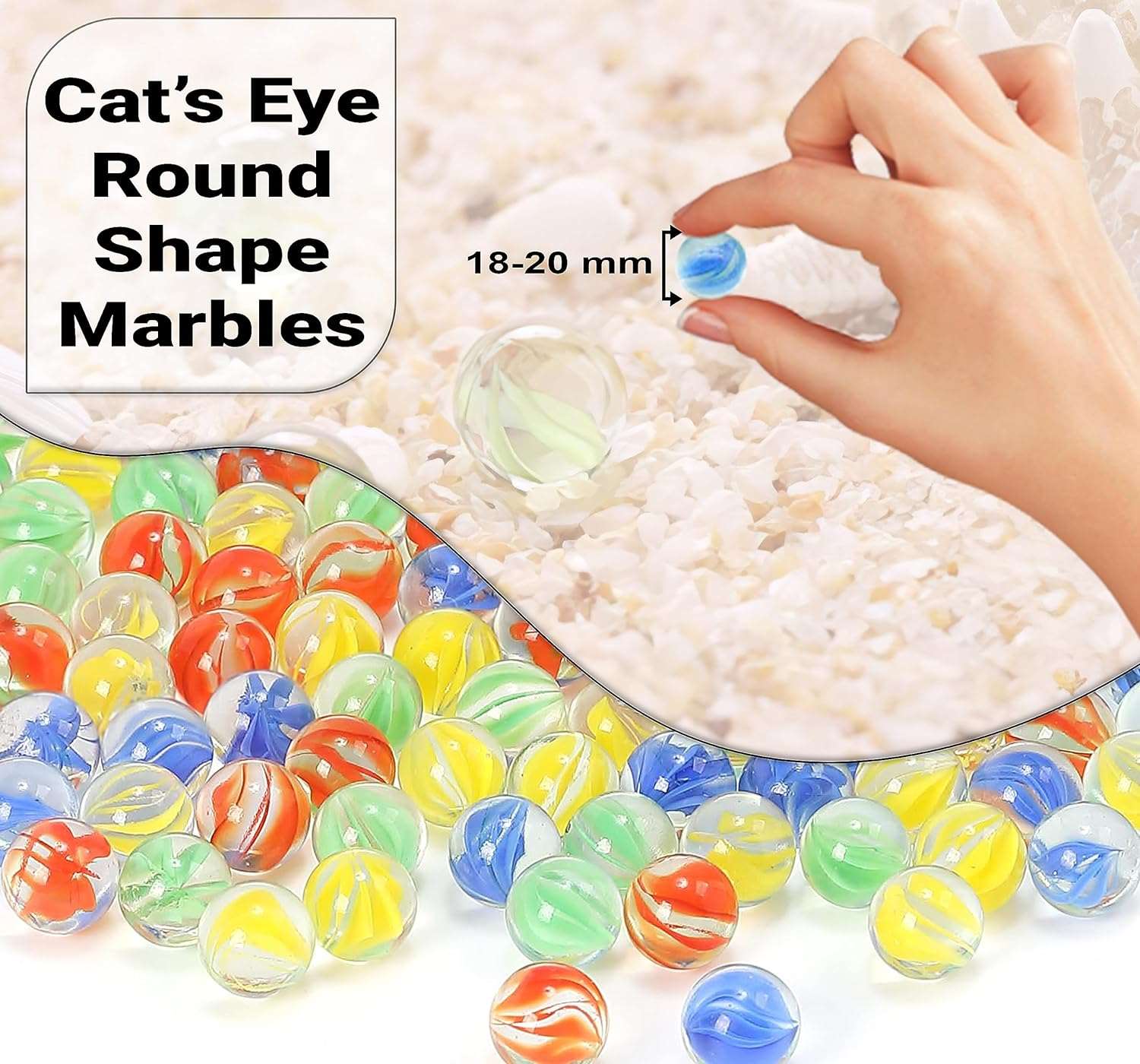 Marbles - Glass Marbles, Assorted Cat's Eye Marbles, Games for Kids