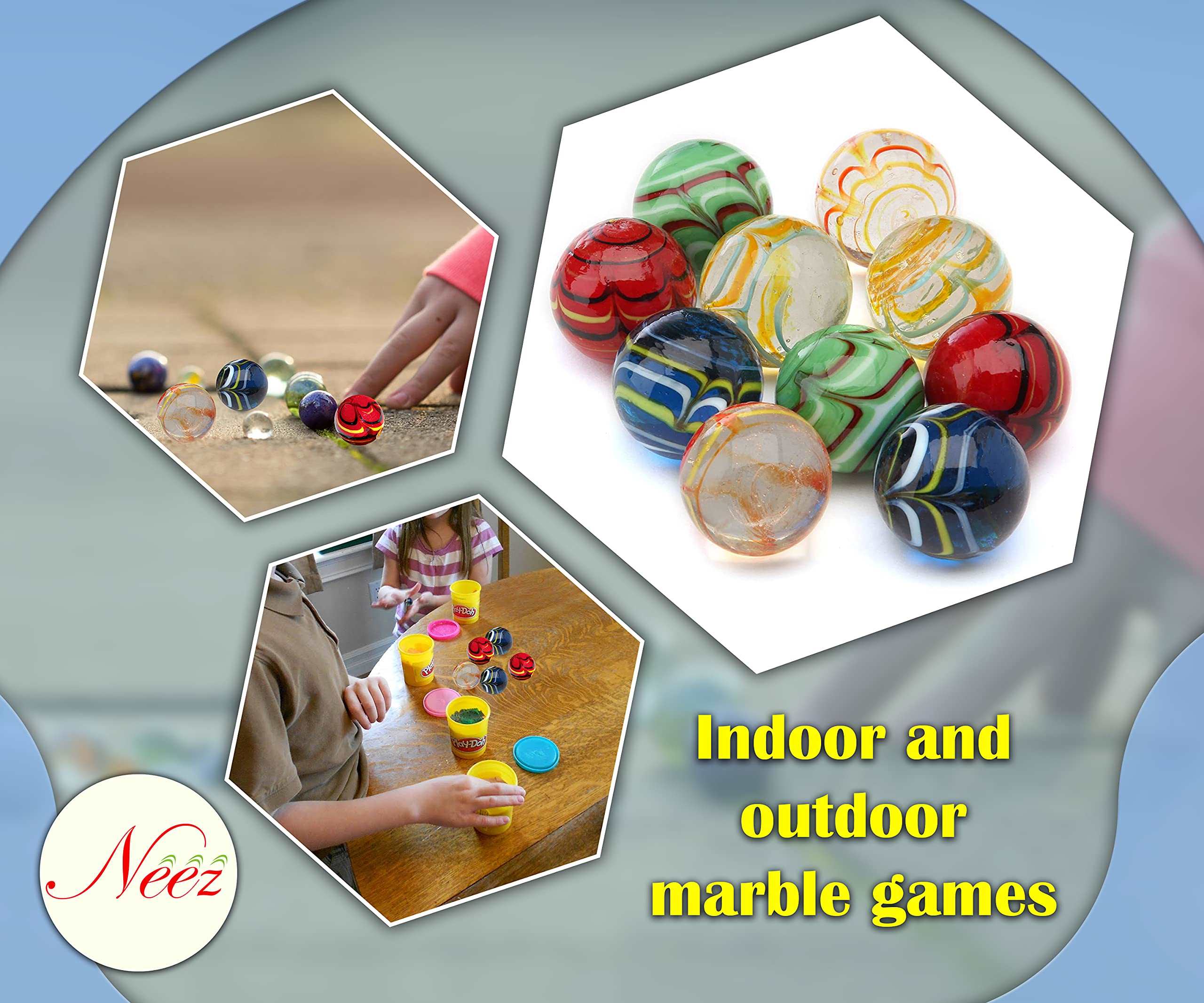 Marbles - Glass Marbles, Assorted Cat's Eye Marbles, Games for Kids (10pcs Handmade Marbles)