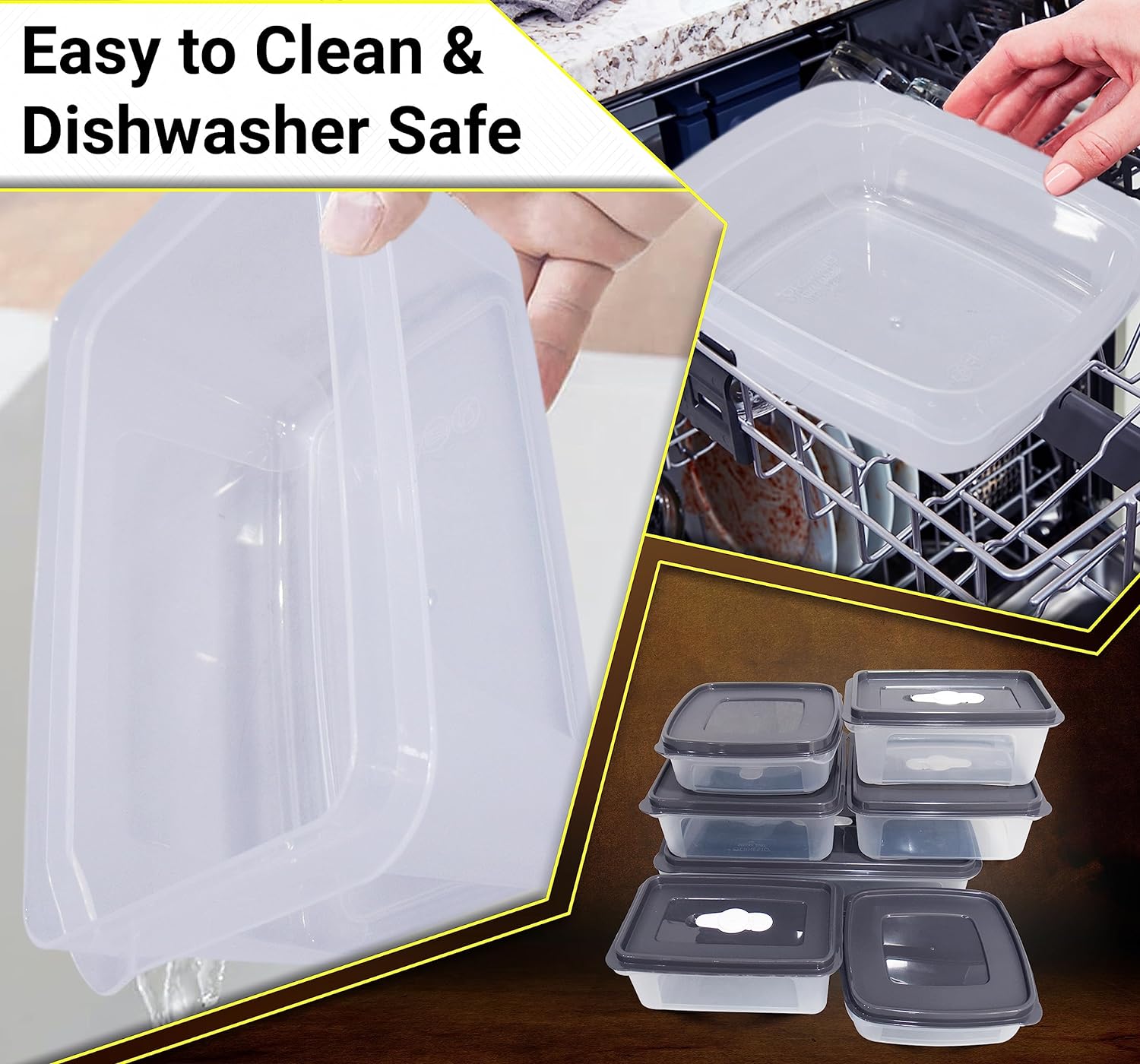 Food Storage Containers Set - Air Tight Lids, Air Release Button (Pack of 7)