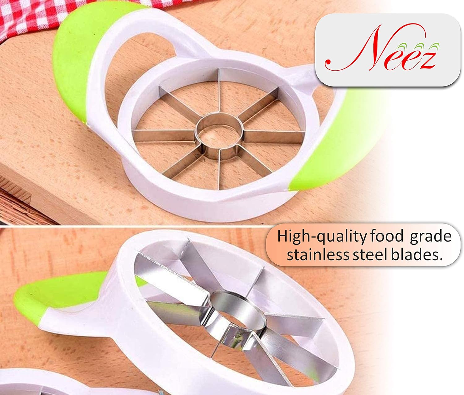 Apple Corer and Slicer - Stainless Steel Apple Cutter - Rubber Grip Handle Divider with 8 Sharp Blades