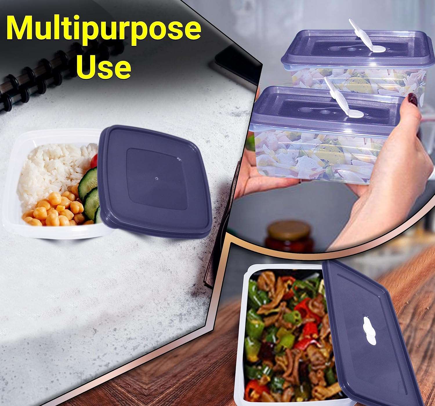 Food Storage Containers Set - Air Tight Lids, Air Release Button (Pack of 7)