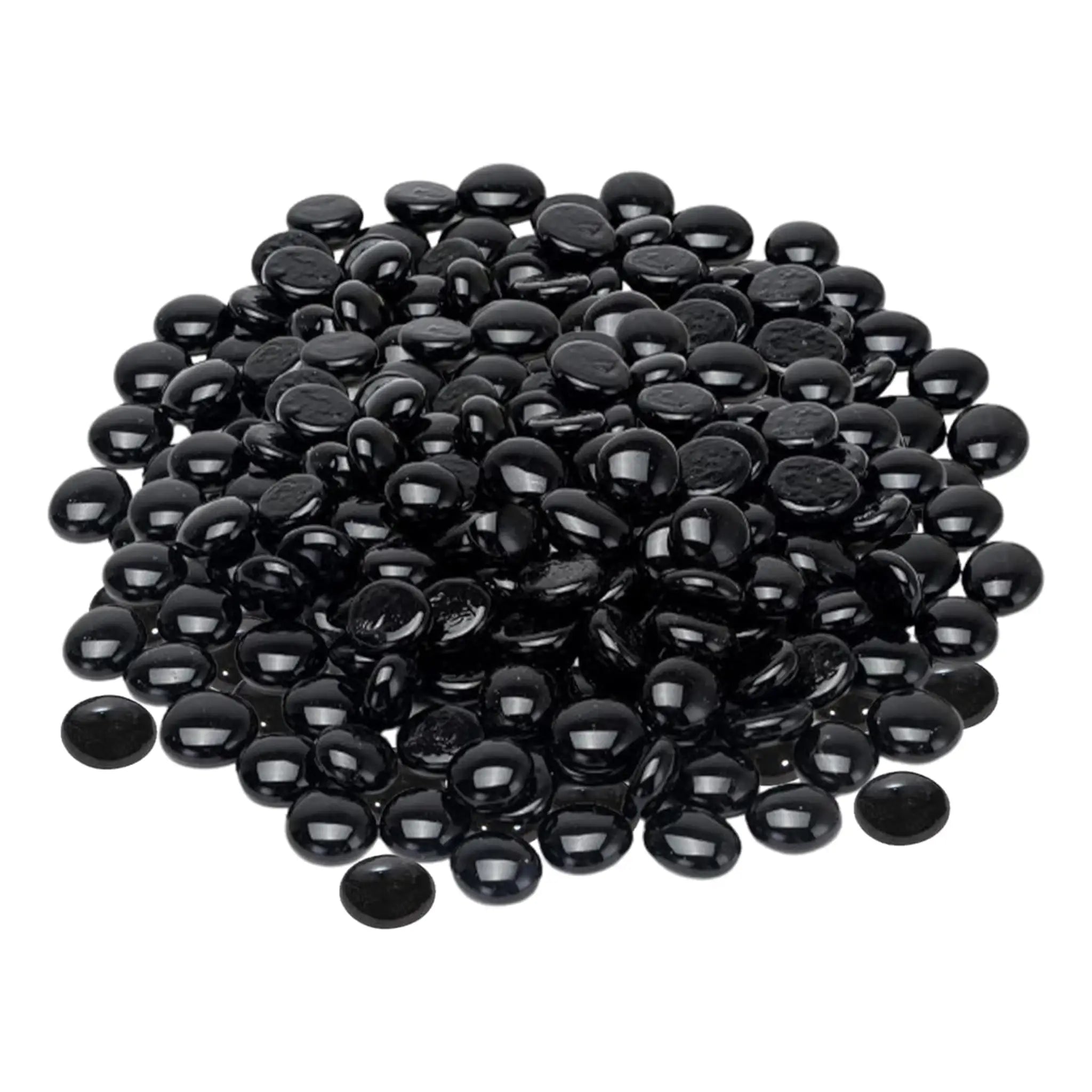 Decorative Glass Pebbles Stones Beads Rounded Gems, Vase Filler, Artificial Crystal Gemstones (Black)