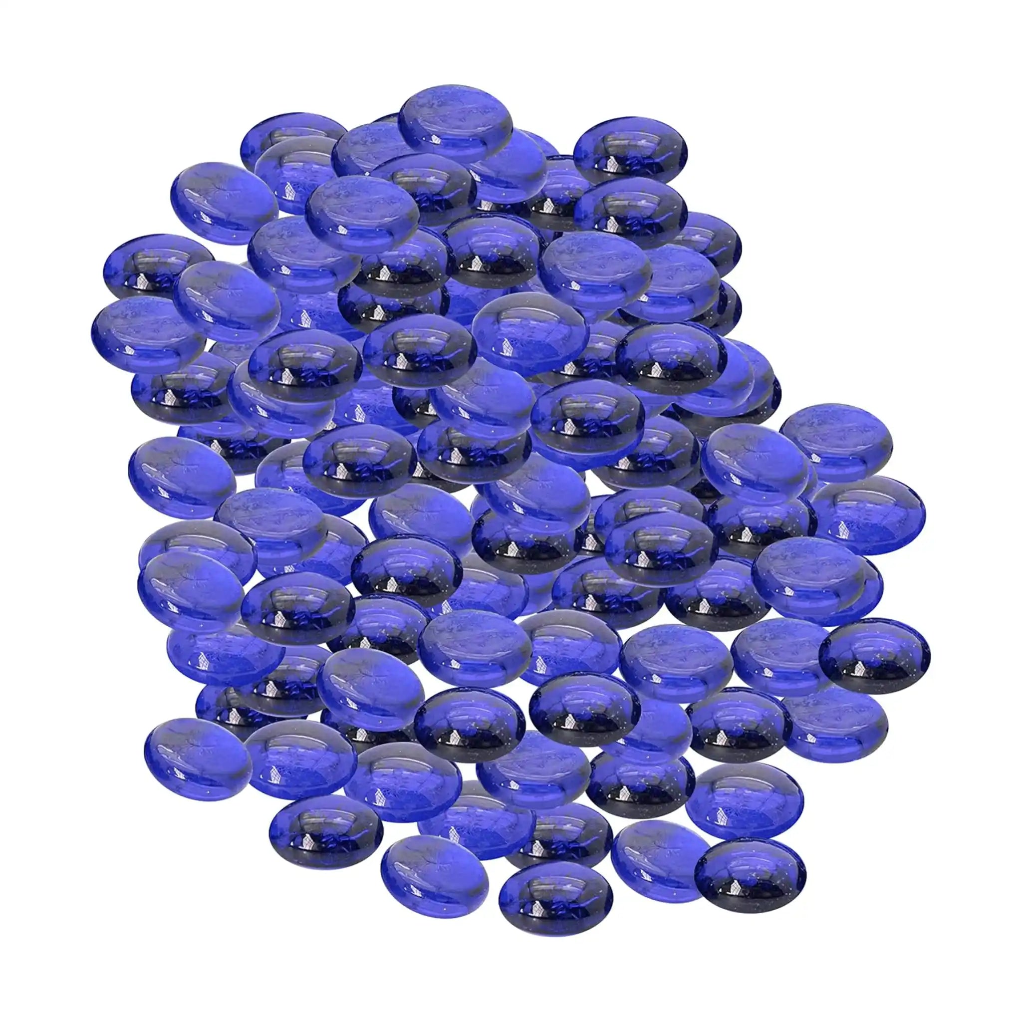 Decorative Glass Pebbles Stones Beads Rounded Gems, Vase Filler, Artificial Crystal Gemstones (Blue Pebbles)