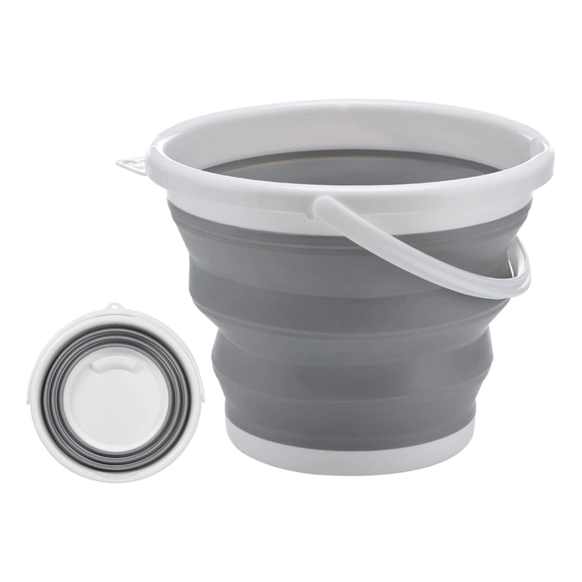 10L Collapsible Bucket for Easy Cleaning with Handle - Foldable, Portable (Grey)