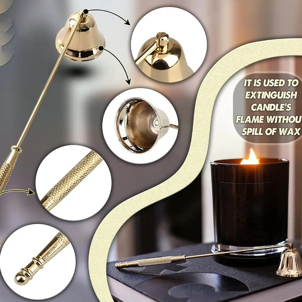 Candle Snuffer For Safe Extinguishing, Stainless Steel Solid Brass (3 Pieces Set)