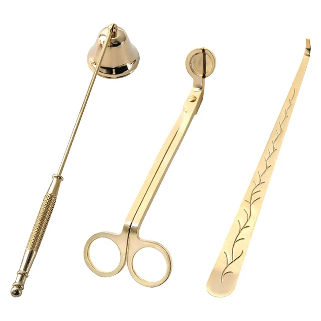 Candle Snuffer For Safe Extinguishing, Stainless Steel Solid Brass (3 Pieces Set)