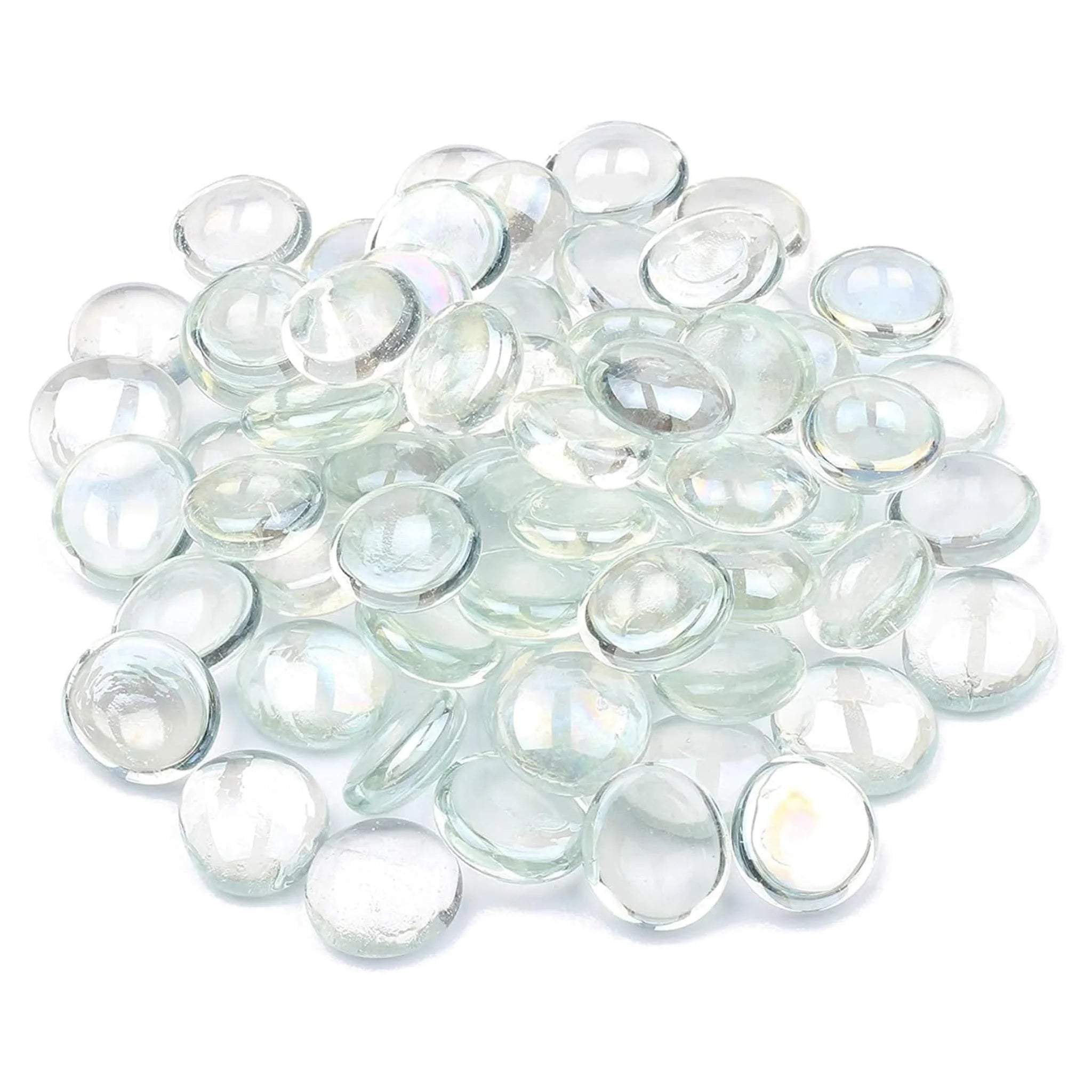 Decorative Glass Pebbles Stones Beads Rounded Gems, Vase Filler, Artificial Crystal Gemstones (Clear Pebbles)