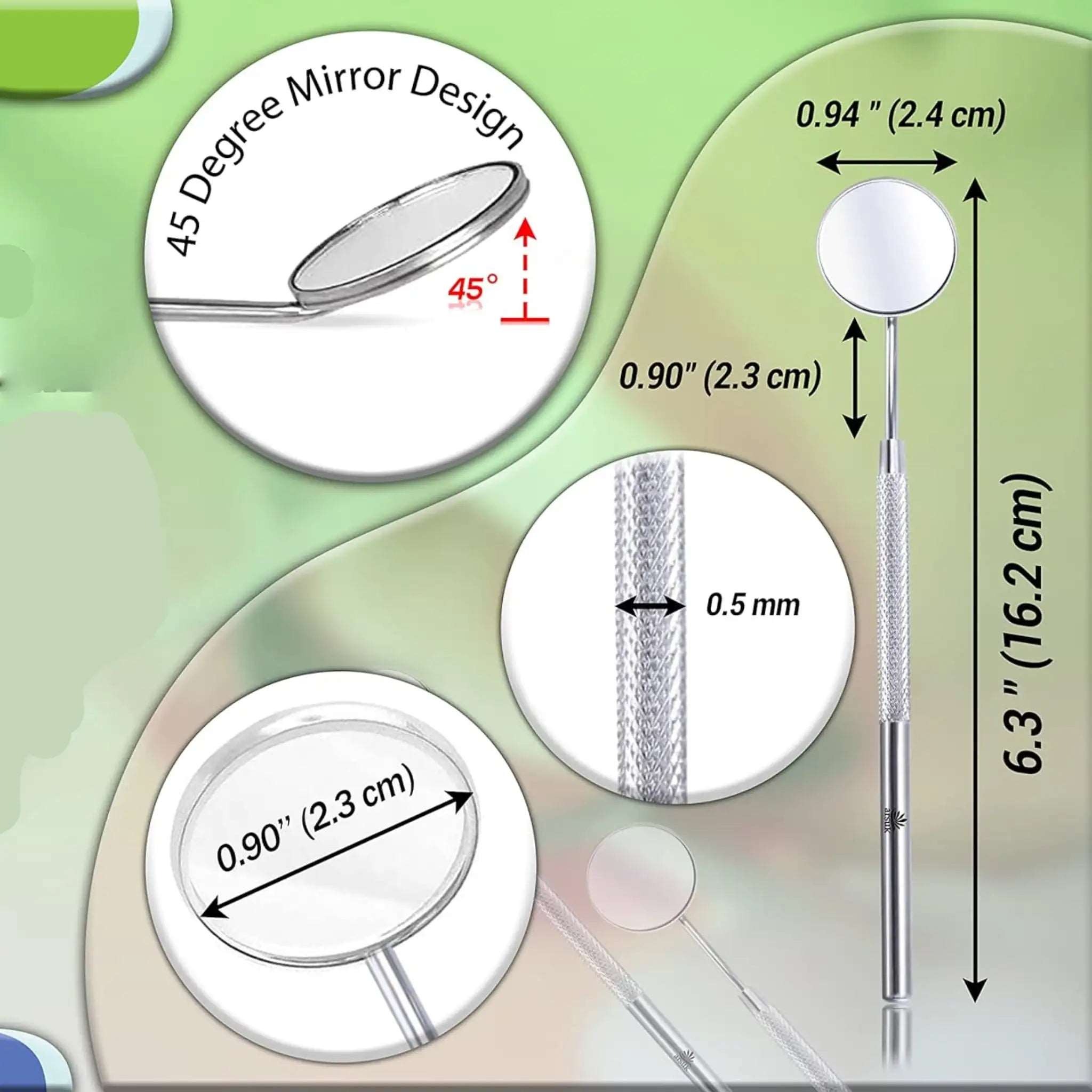 Dental Mouth Mirror - Oral, Teeth, Mouth Dentist Curve Angle Mirror for Teeth Inspection