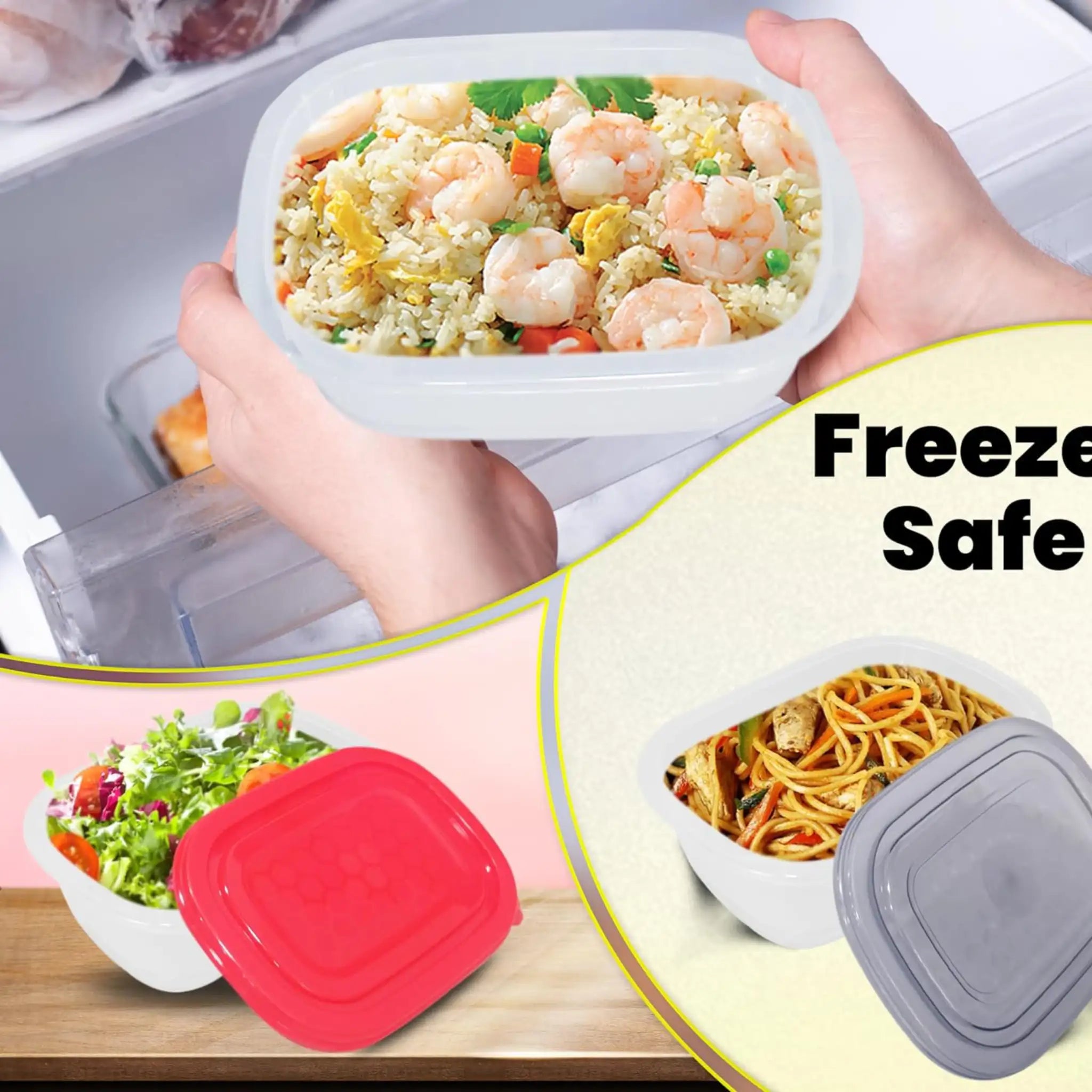 Neez Food Storage Container Set - Microwavable, Freezable- BPA Free (Pack of 5 Mix)