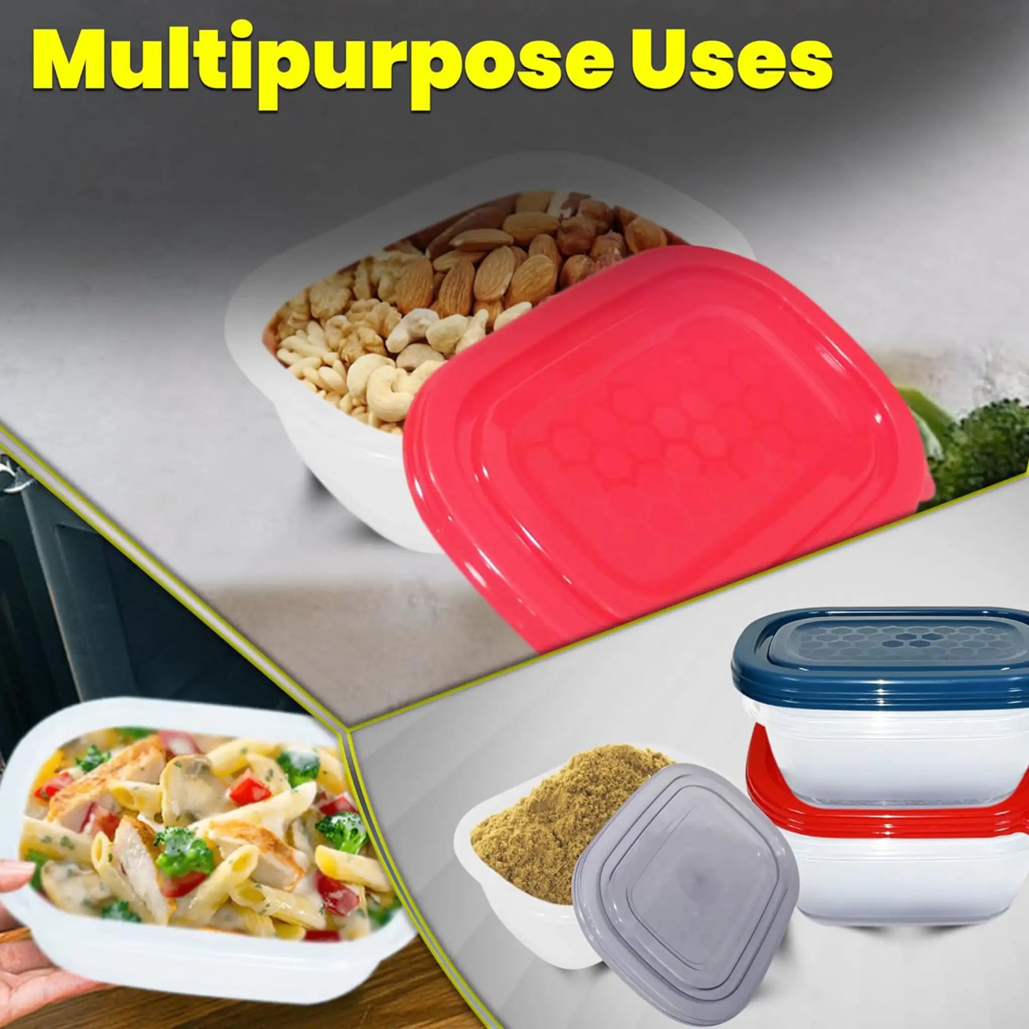 Neez Food Storage Container Set - Microwavable, Freezable- BPA Free (Pack of 5 Mix)