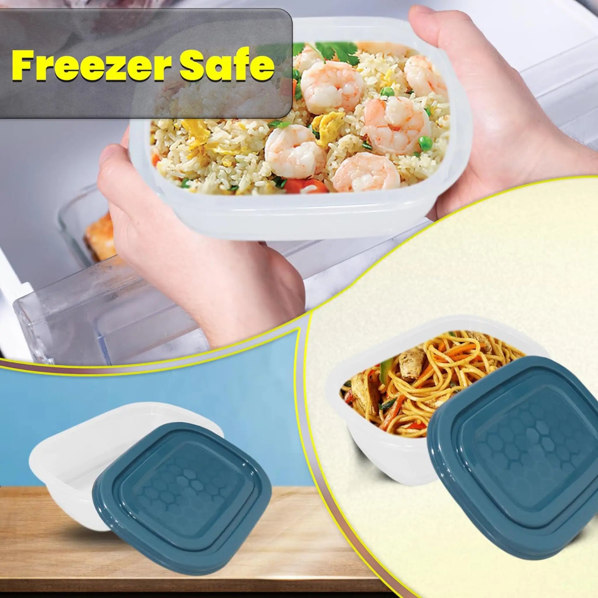 Neez Food Storage Container Set - Microwavable, Freezable- BPA Free (Pack of 5 Blue)