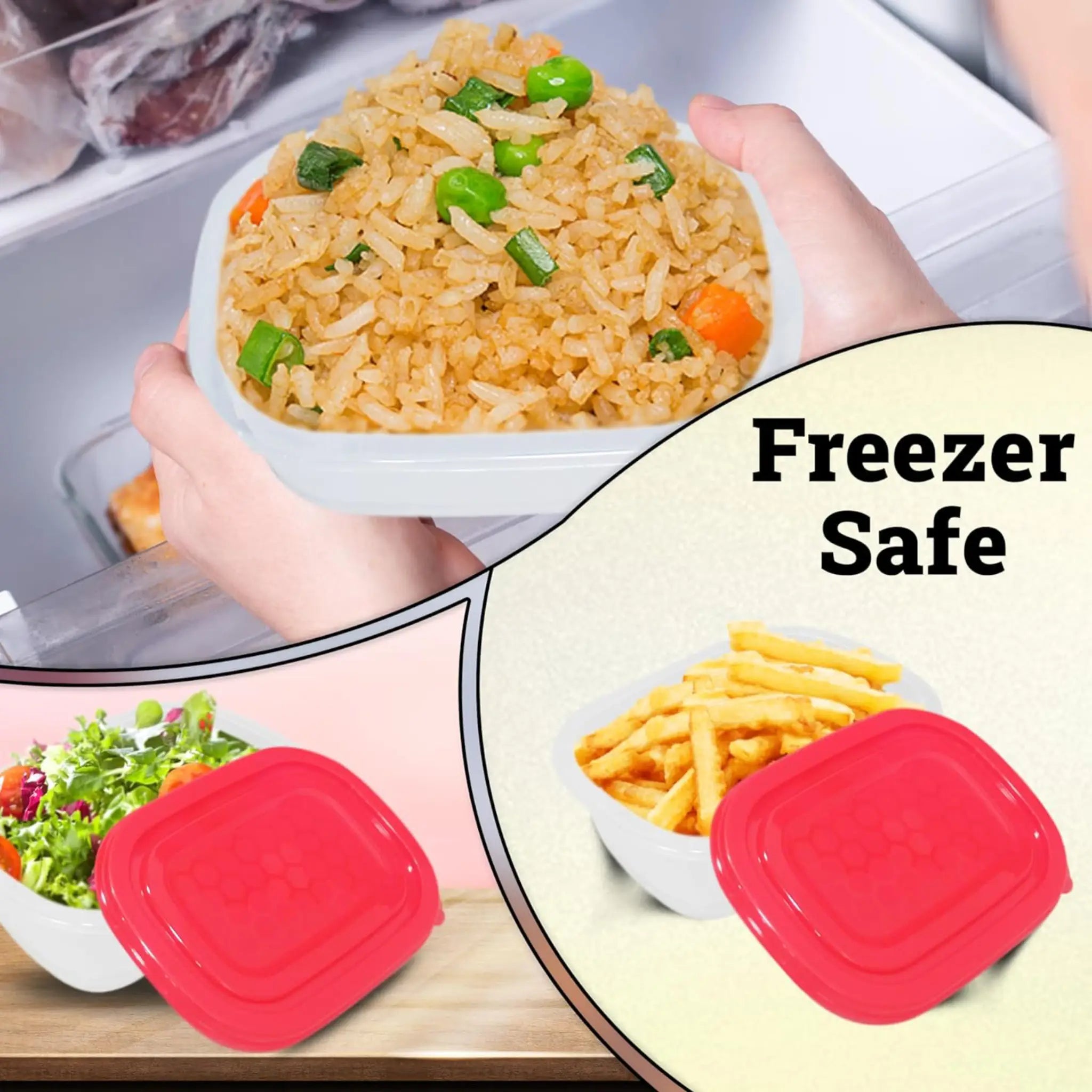 Neez Food Storage Container Set - Microwavable, Freezable- BPA Free (Pack of 5 Red)