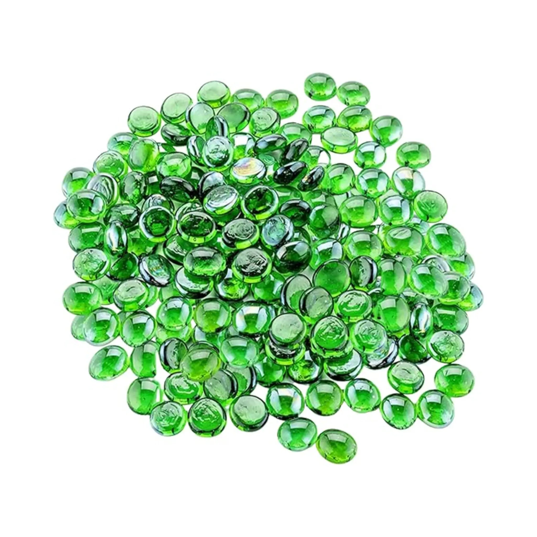 Decorative Glass Pebbles Stones Beads Rounded Gems, Vase Filler, Artificial Crystal Gemstones (Green Pebbles)