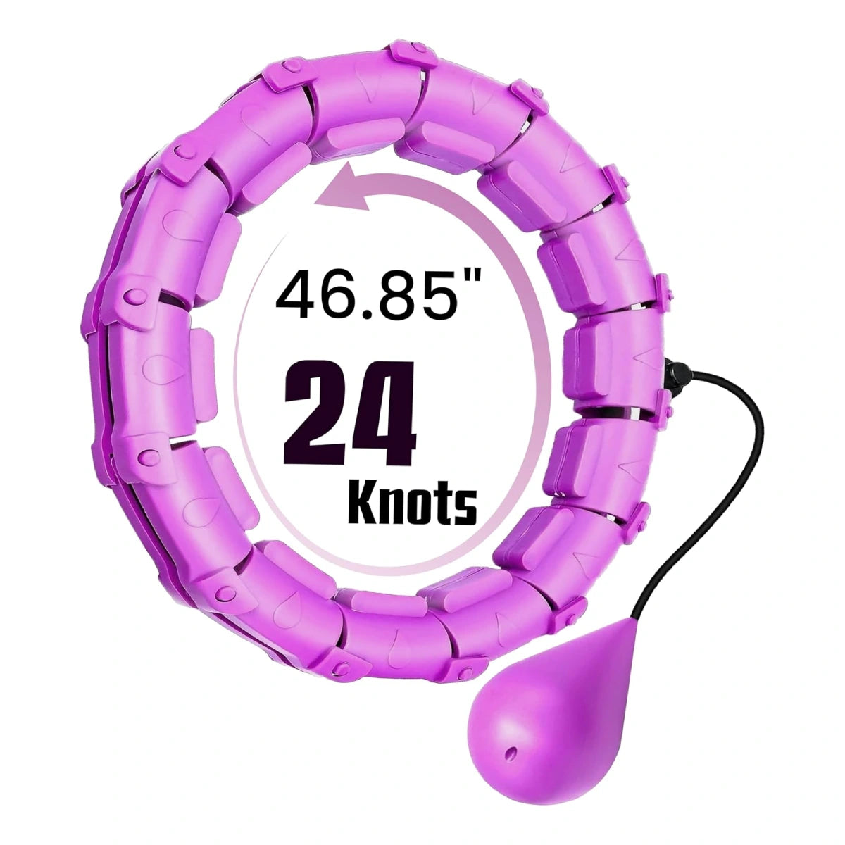 Hula Hoop - Weighted Hula-Hoop for Adults Belly Fitness with Weighted Ball, 24 Detachable Knots