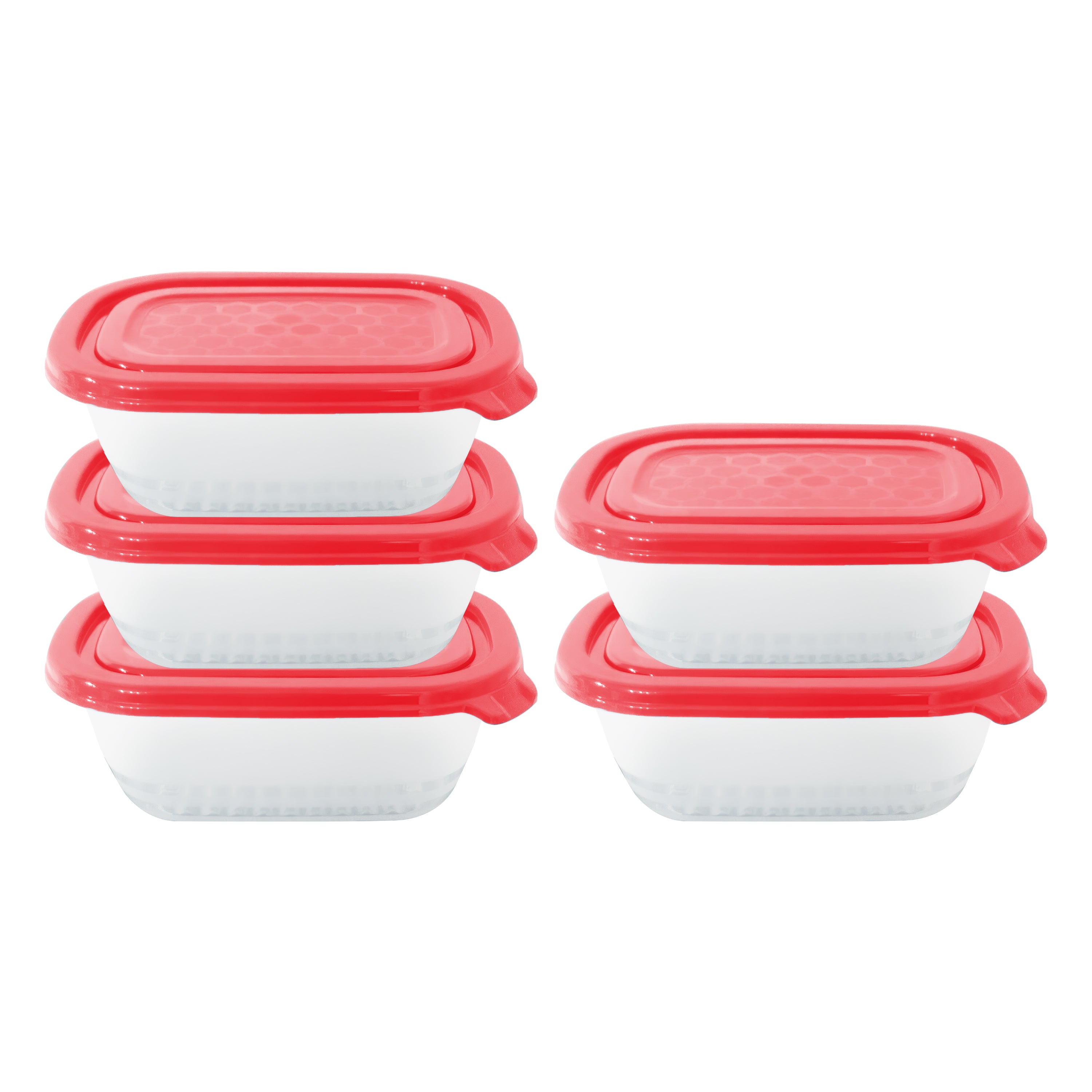 Neez Food Storage Container Set - Microwavable, Freezable- BPA Free (Pack of 5 Red)