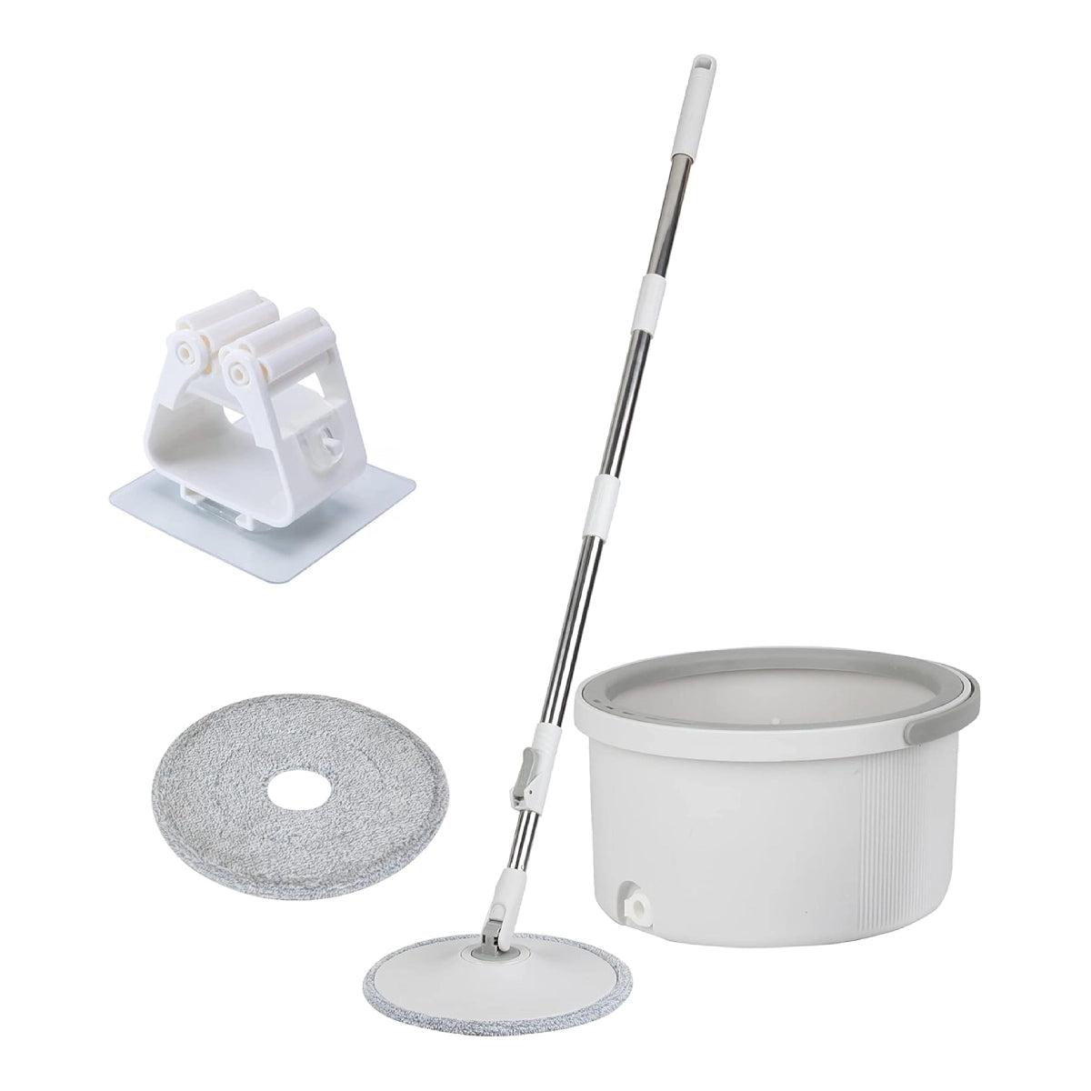 Spin Mop and Buckets Sets with Microfiber Refill and Round Head Telescopic Handle (Round)