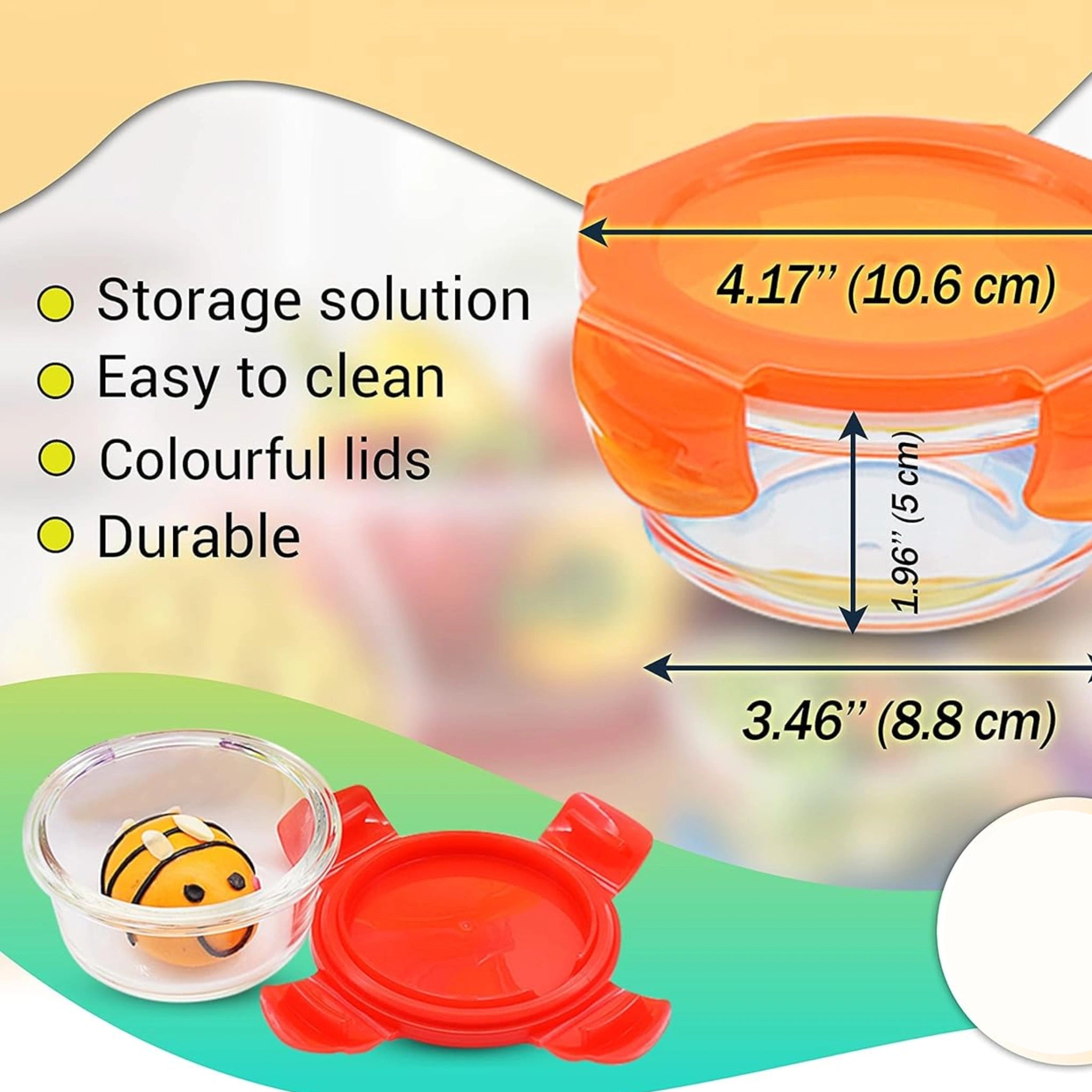 Baby Glass Food Storage Containers - Round Airtight BPA-Free for Toddler Foods (6pcs x 150ml)