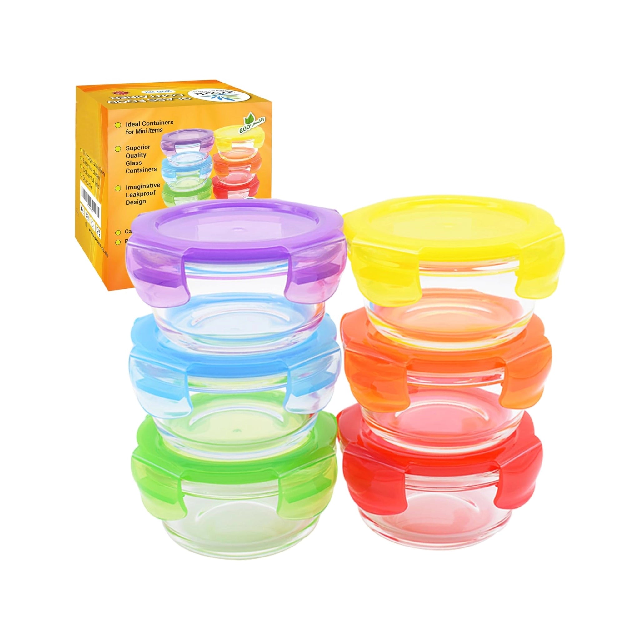 Baby Glass Food Storage Containers - Round Airtight BPA-Free for Toddler Foods (6pcs x 150ml)