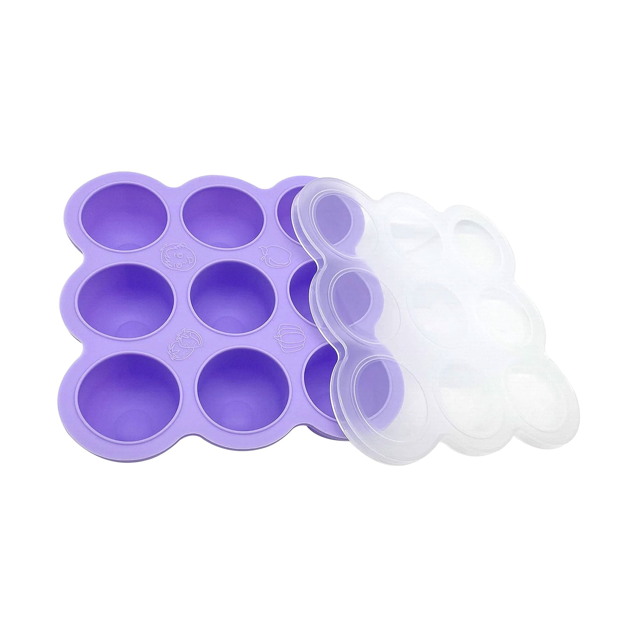 Silicone Muffin Trays - Baby Food Storage Containers Airtight Lids, Microwavable & Freezable (9 Cups, 75ml)