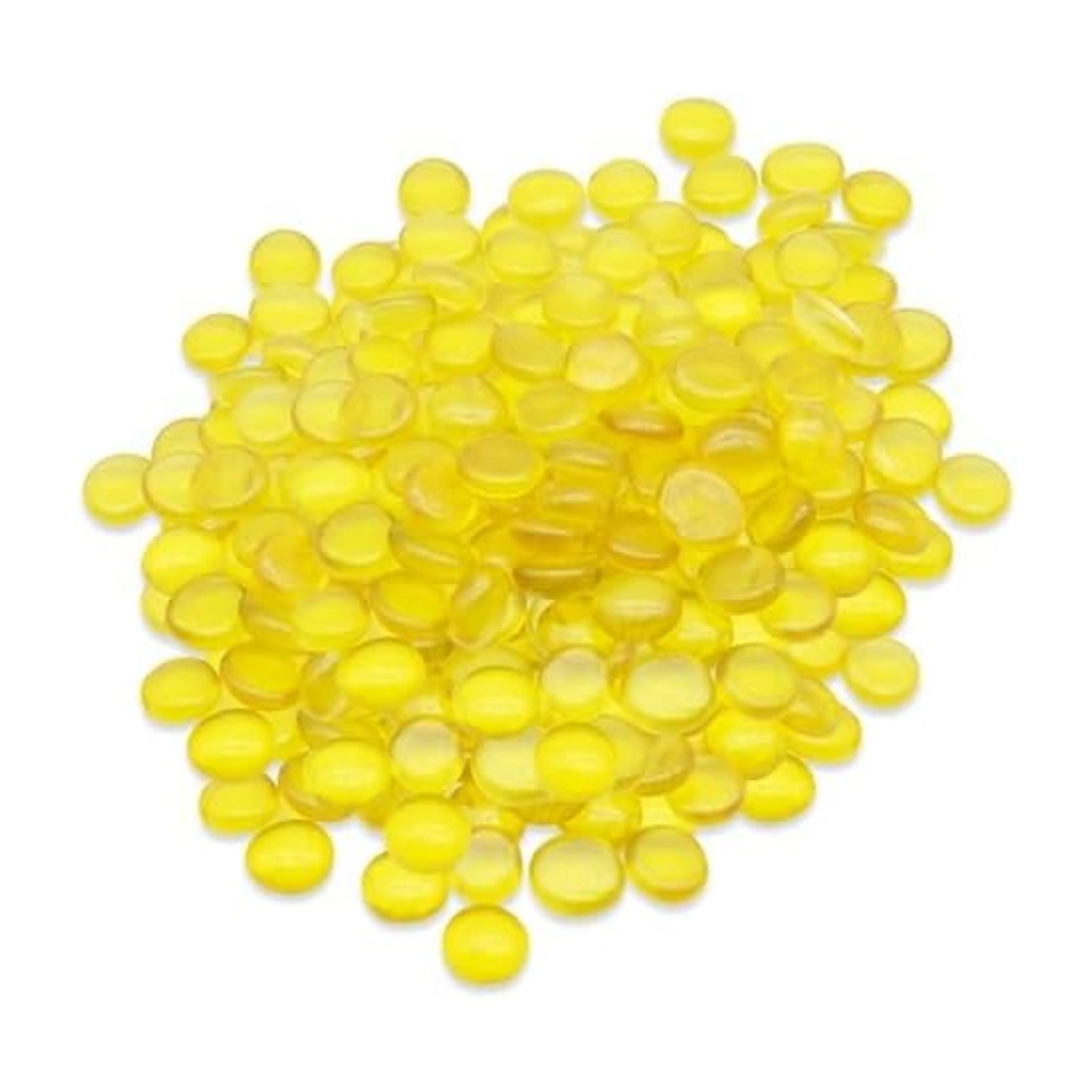 Decorative Glass Pebbles Stones Beads Rounded Gems, Vase Filler, Artificial Crystal Gemstones (Yellow Pebbles)