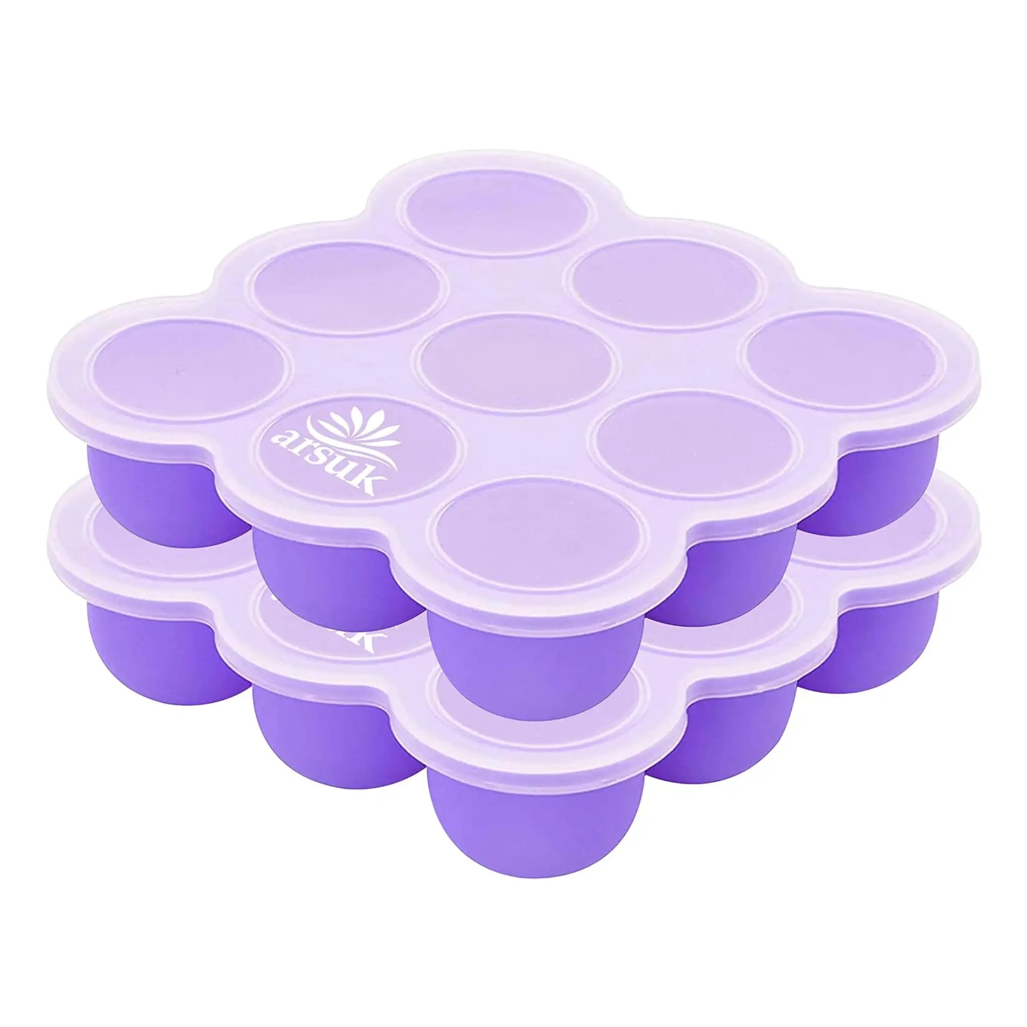 Silicone Muffin Trays - Baby Food Storage Containers Airtight Lids, Microwavable & Freezable (9 Cups, 75ml)