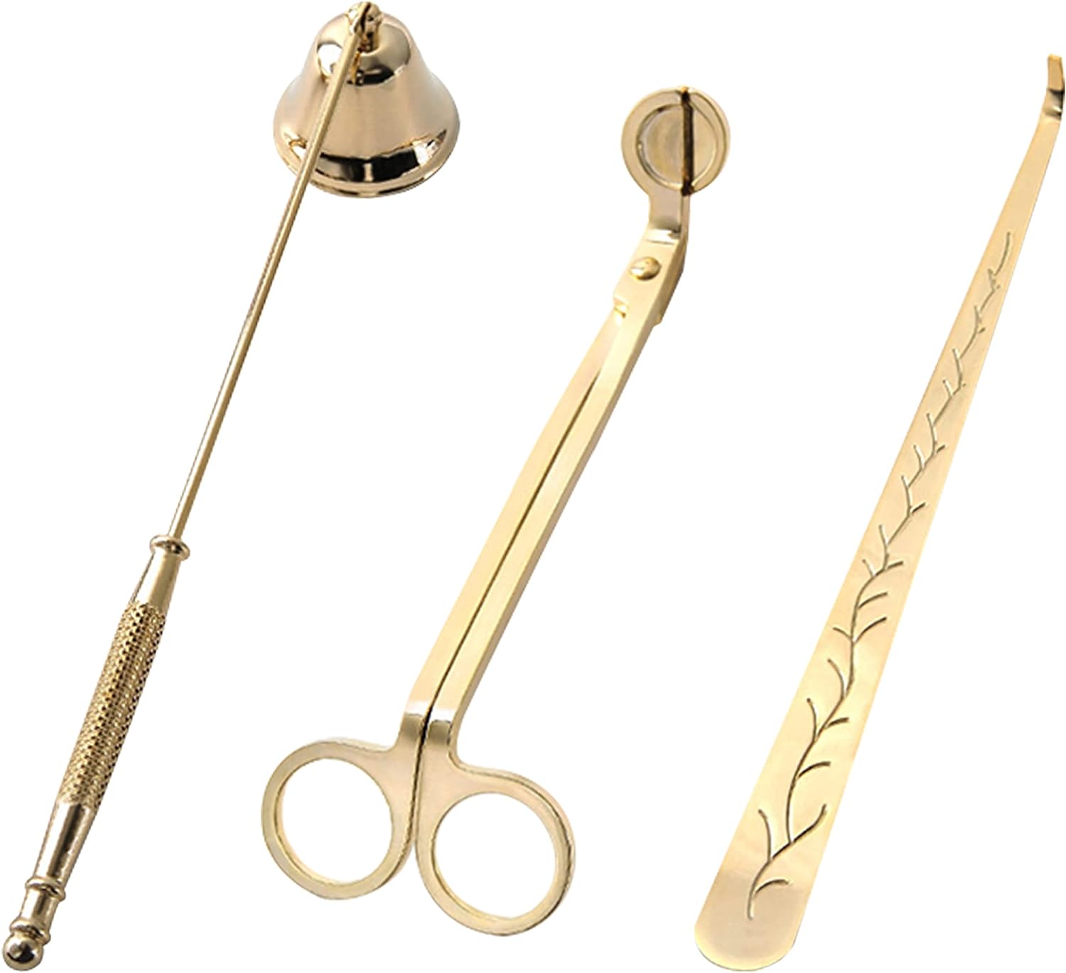 Candle Snuffer, Candle Wick Trimmer, Wick Dipper, Candle Accessory Set for Safe Fire Extinguishing Stainless Steel (Set of 3pcs)