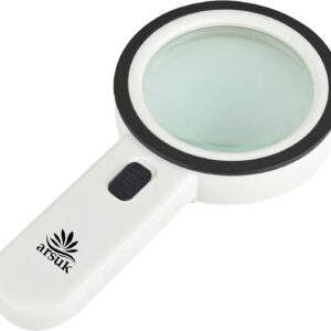 Magnifying Glass with 12 LED Light, 30X Handheld Large Reading Magnifier
