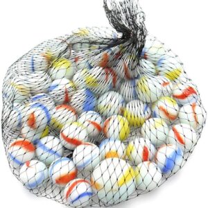 Colorful Cat's Eye Glass Marbles in Bag, Outdoor Games & Sports Toys (70-80Pcs Milky)