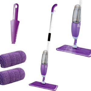 Spray Mop for Hardwood Laminate Tiles Marble Floor Wet and Dry Vinyl with Active Trigger (Purple)