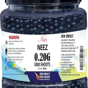 Airsoft BB Pellets - High-Grade Plastic Bullets for Pistol - 0.20g, 5000 Pcs Black BBs