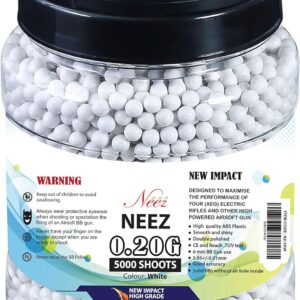 Airsoft BB Pellets - High-Grade Plastic Bullets for Pistol - 0.20g, 5000 Pcs White BBs