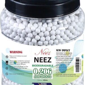 Airsoft BB Pellets - High-Grade Plastic Bullets - 0.20g, 5000 Pcs Bio White BBs