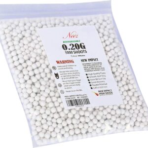 Airsoft BB Pellets - High-Grade Plastic Bullets - 0.20g, 1000 Pcs Bio White BBs
