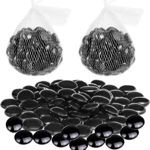Glass Pebbles for Decoration in Fish Tanks, Aquariums, and Vases - Black 180 PCS